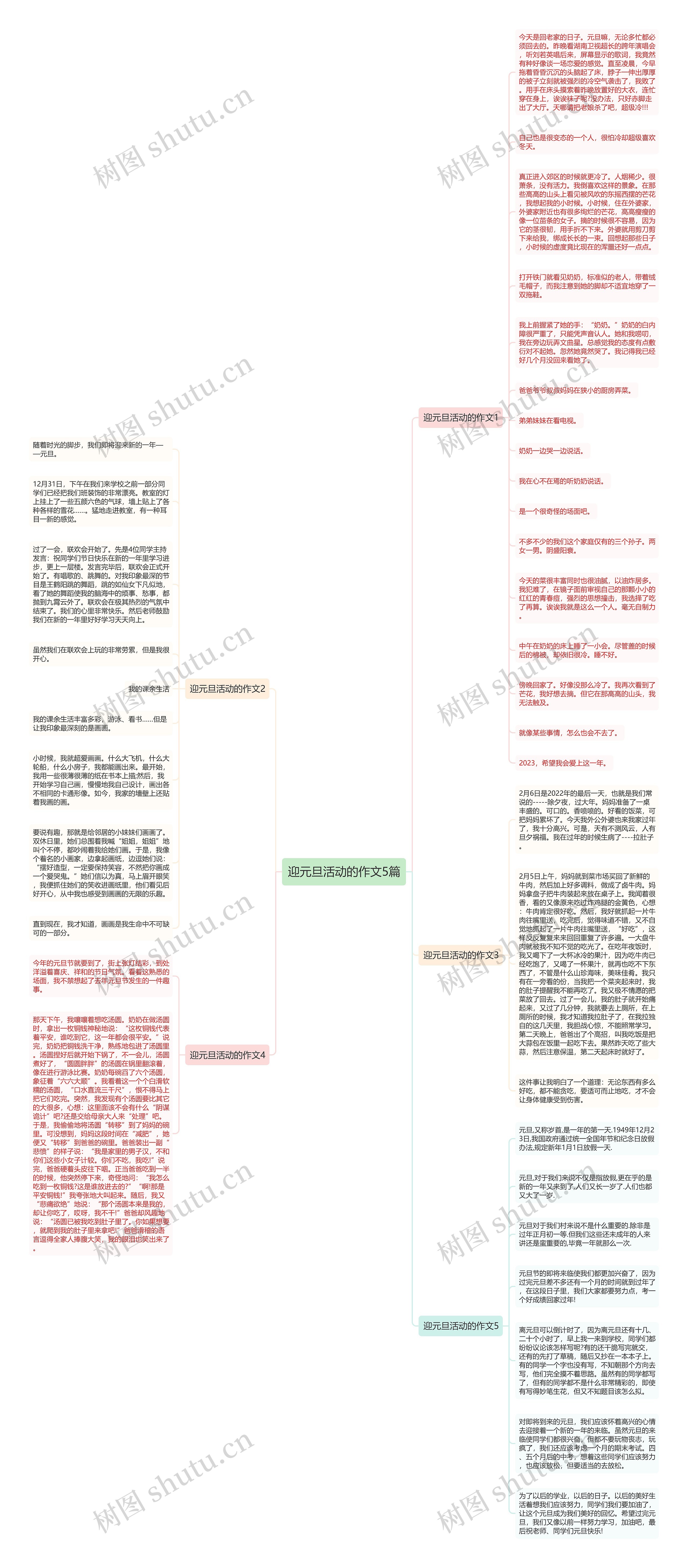 迎元旦活动的作文5篇思维导图