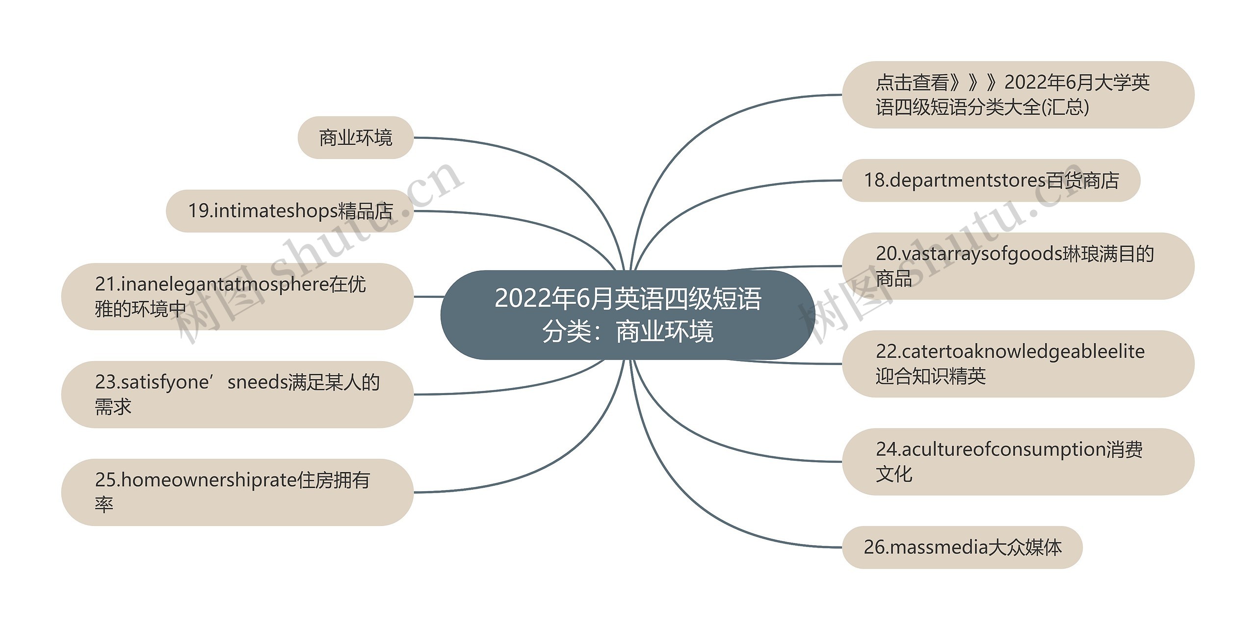 2022年6月英语四级短语分类：商业环境思维导图