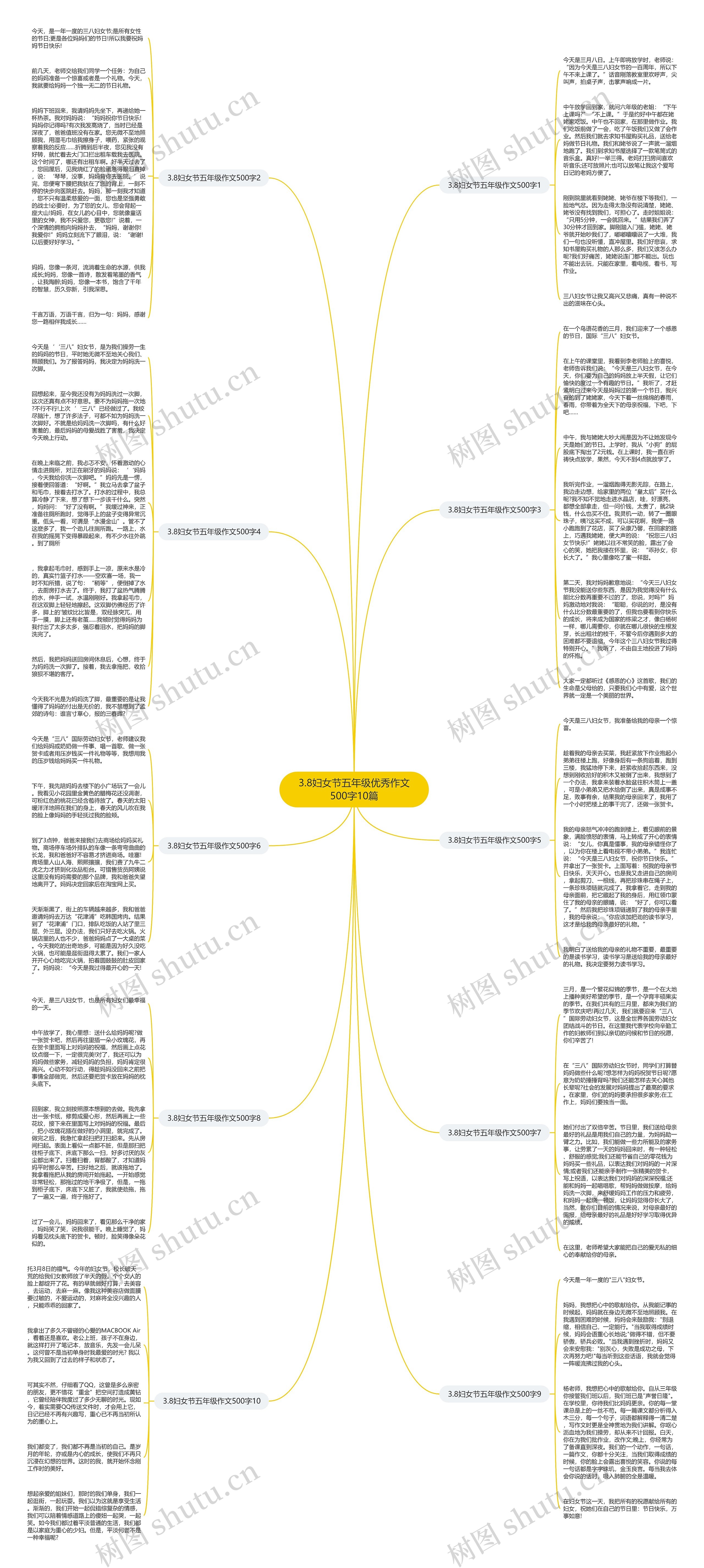 3.8妇女节五年级优秀作文500字10篇思维导图