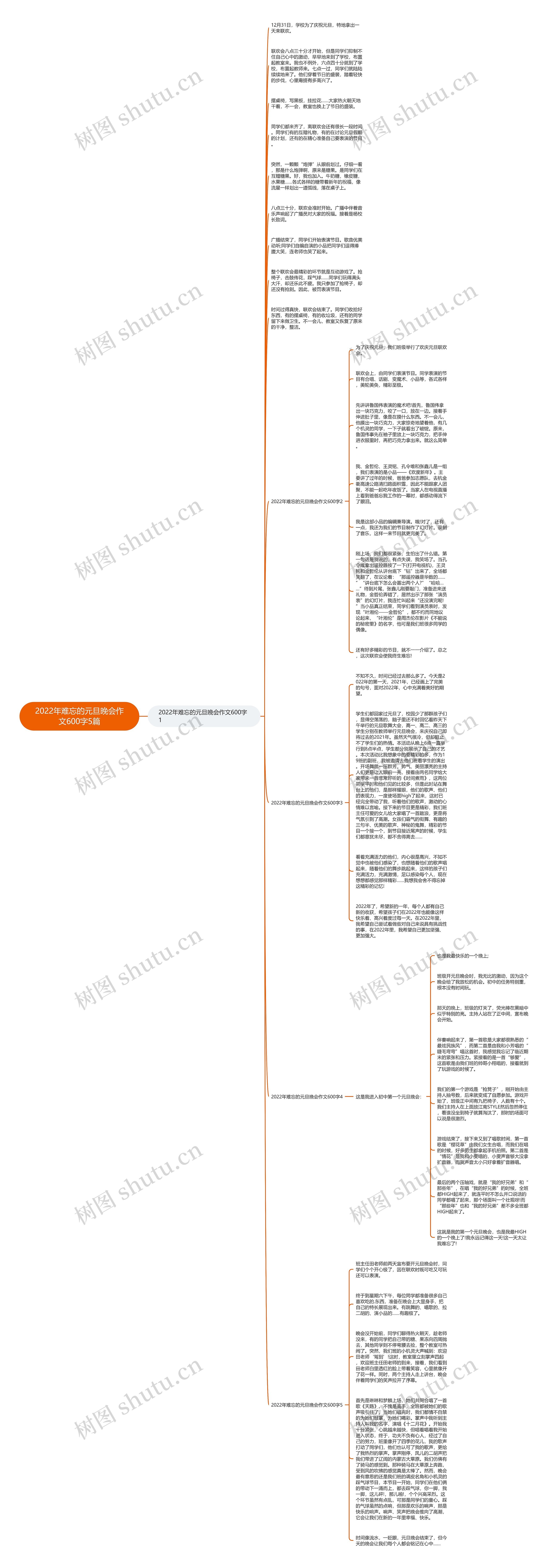 2022年难忘的元旦晚会作文600字5篇思维导图