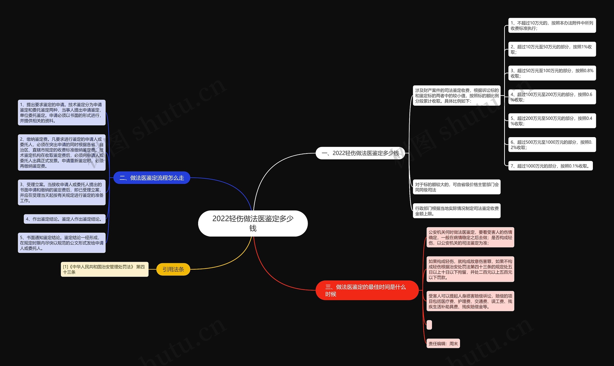 2022轻伤做法医鉴定多少钱思维导图