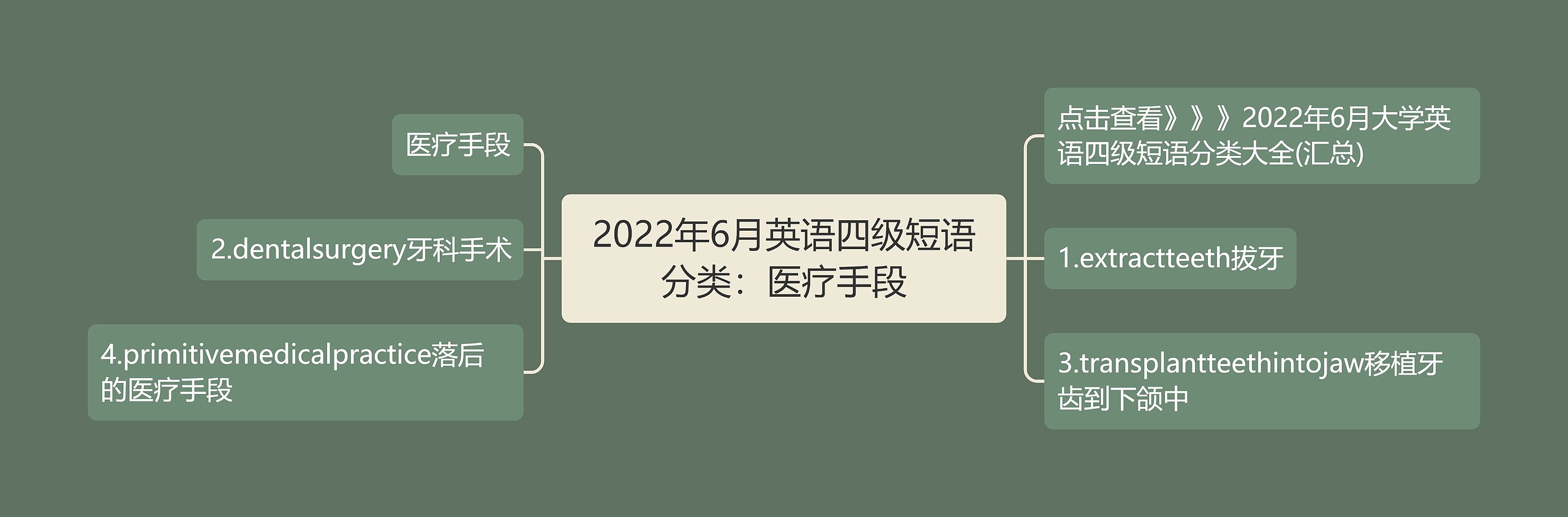 2022年6月英语四级短语分类：医疗手段