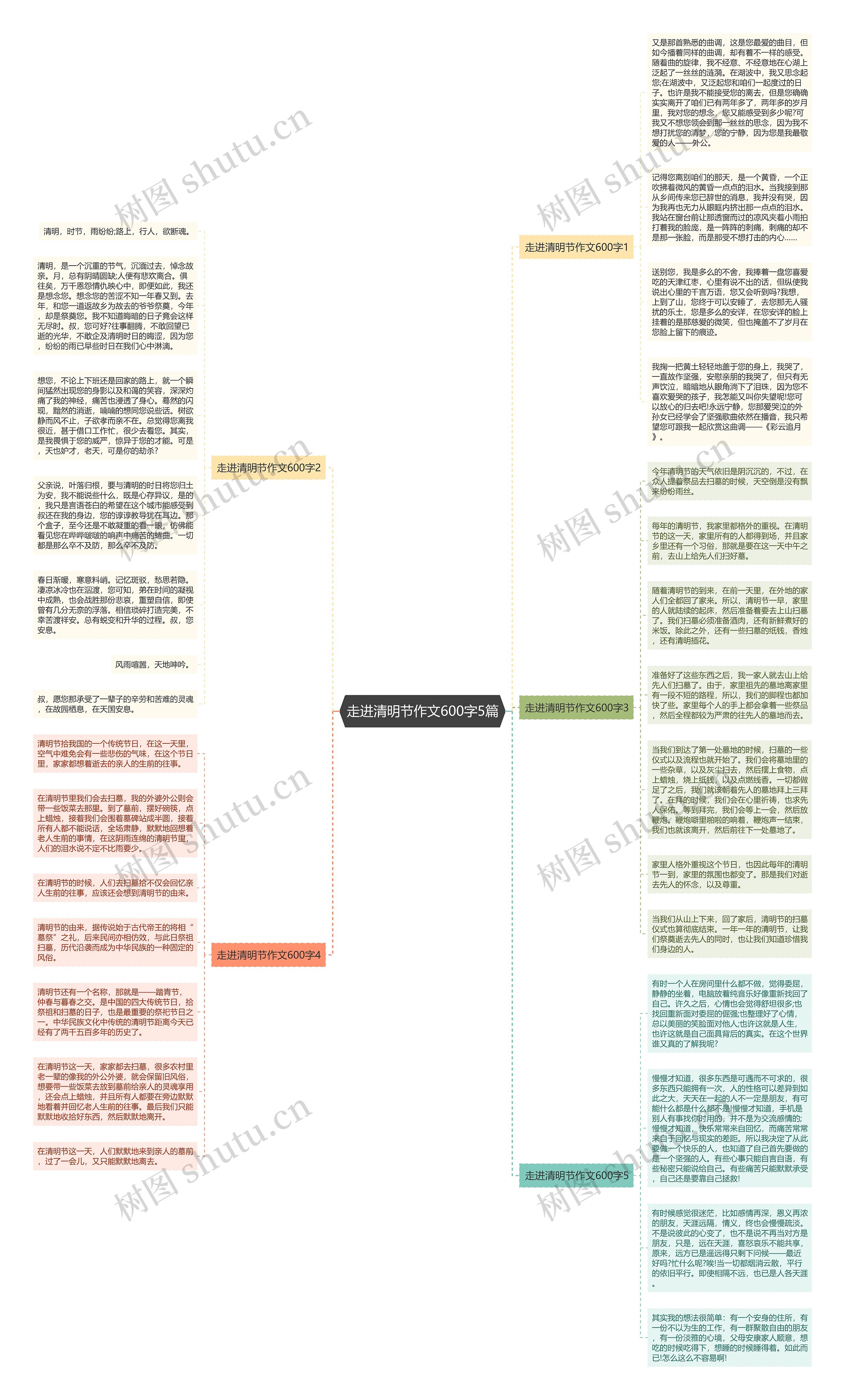 走进清明节作文600字5篇思维导图