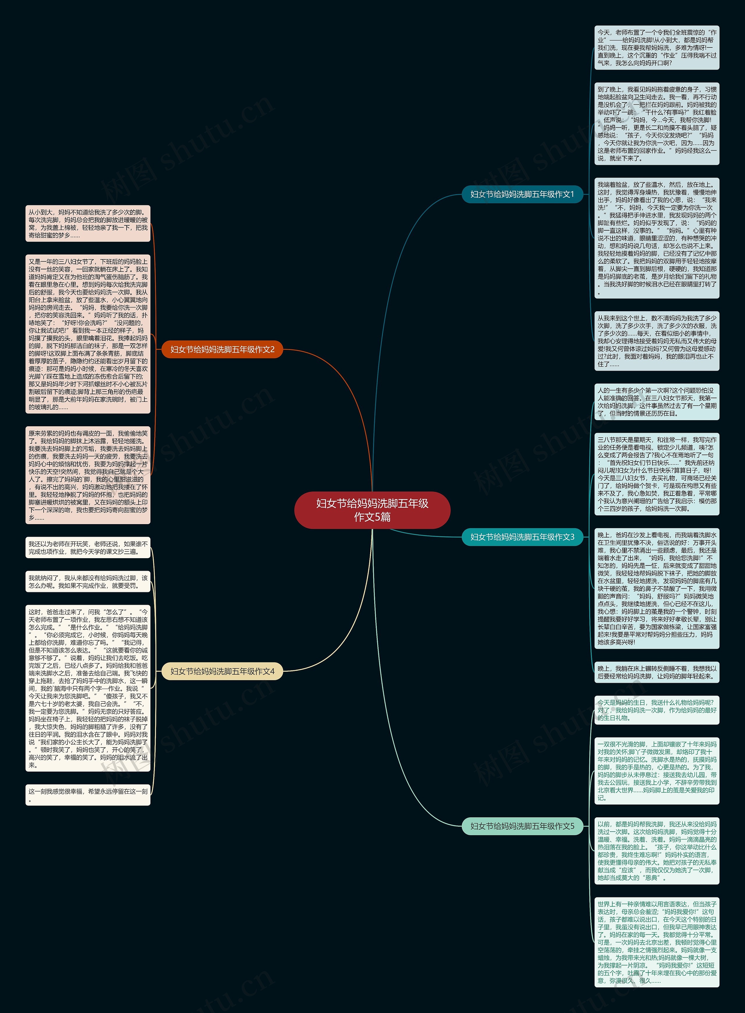 妇女节给妈妈洗脚五年级作文5篇思维导图