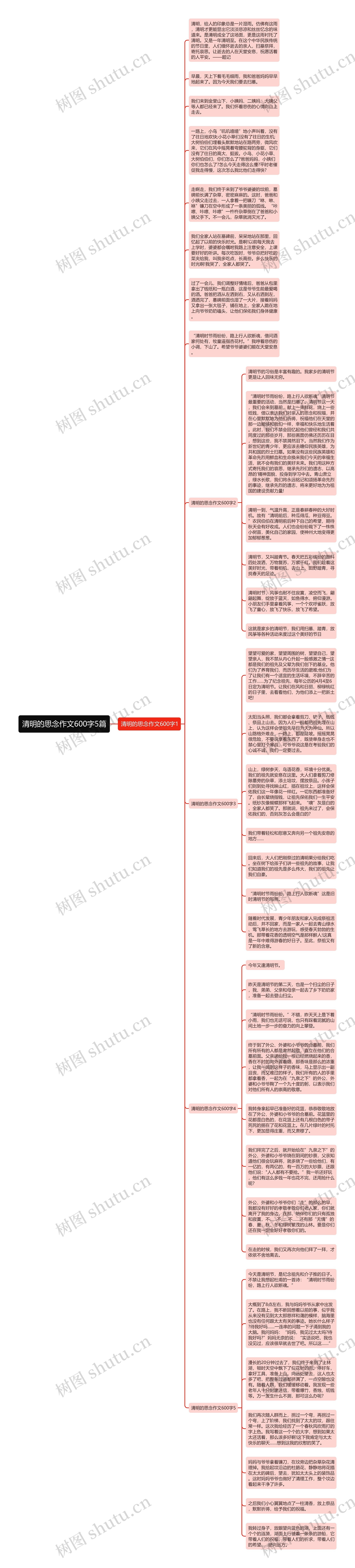 清明的思念作文600字5篇思维导图