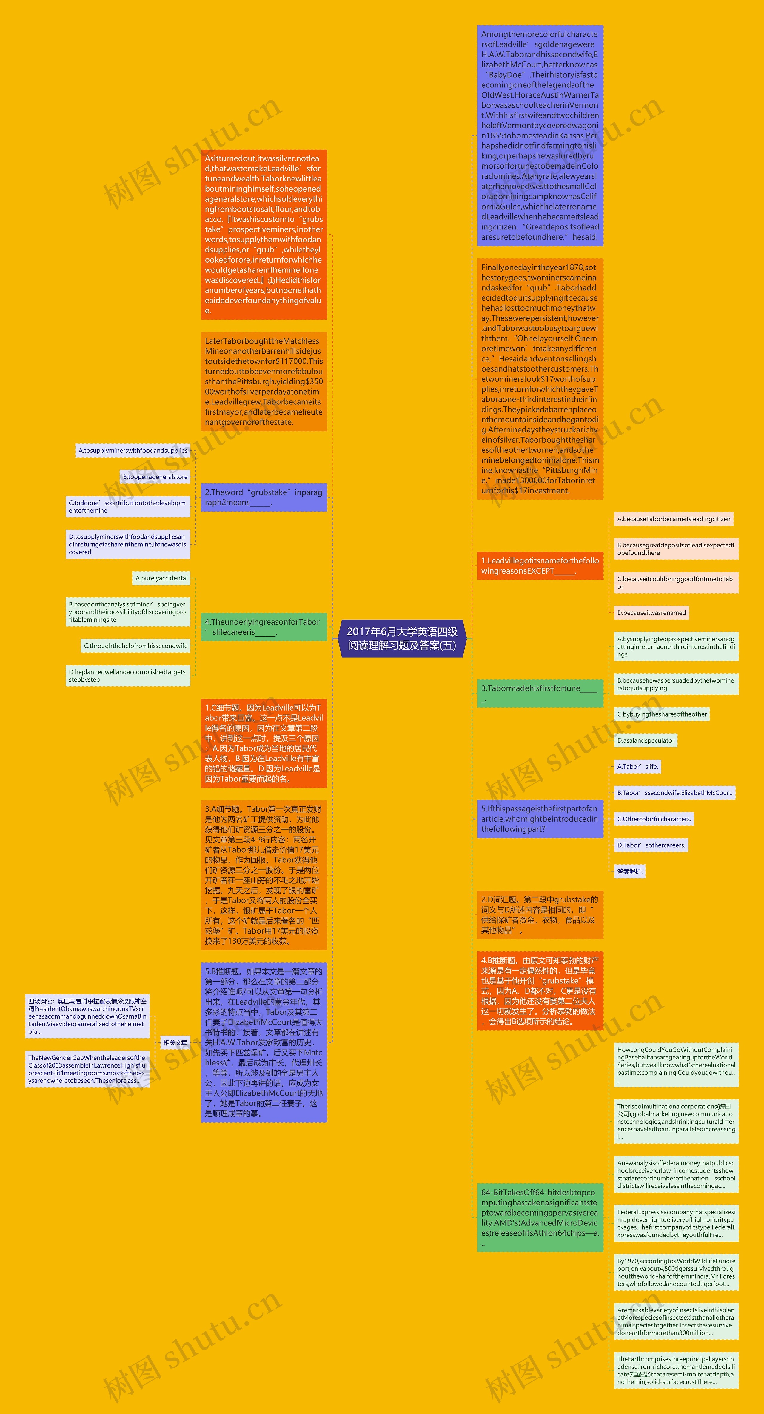 2017年6月大学英语四级阅读理解习题及答案(五)思维导图