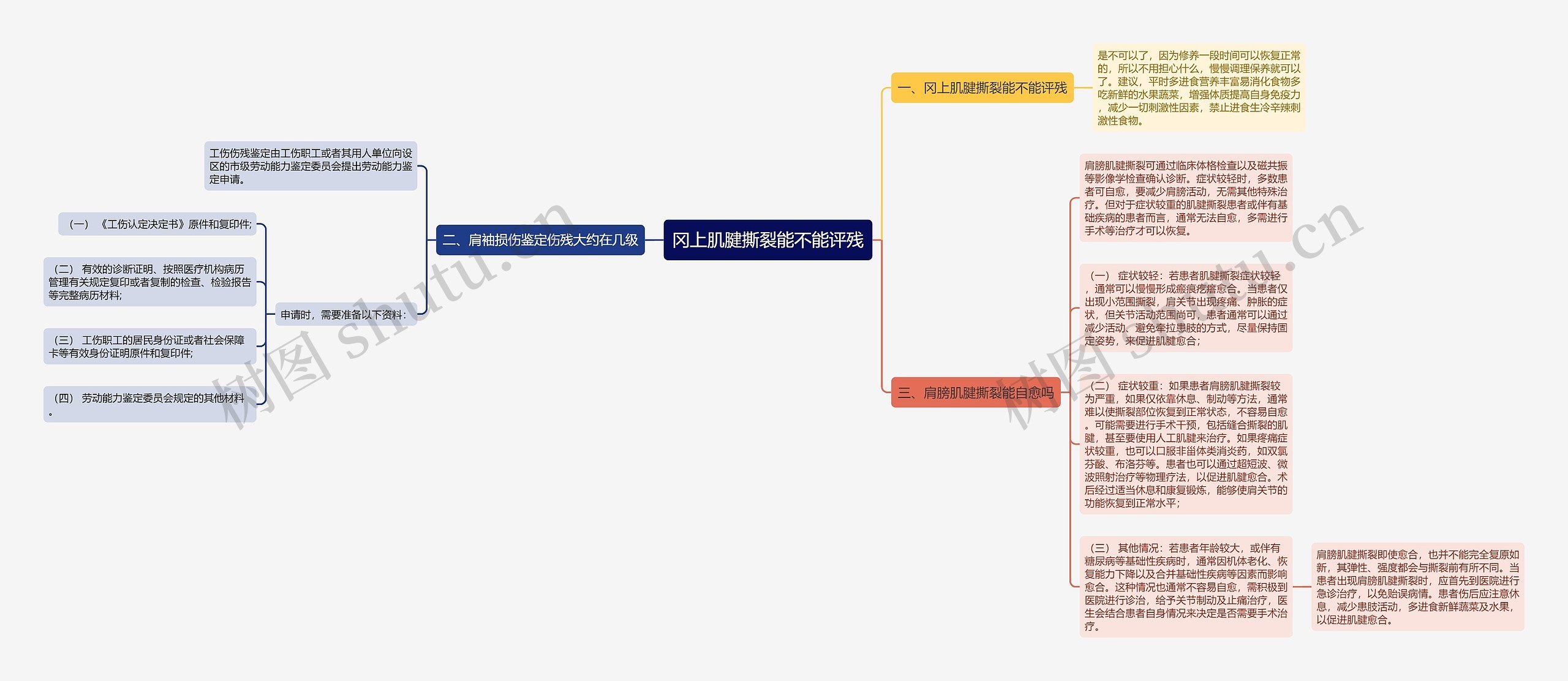 冈上肌腱撕裂能不能评残思维导图