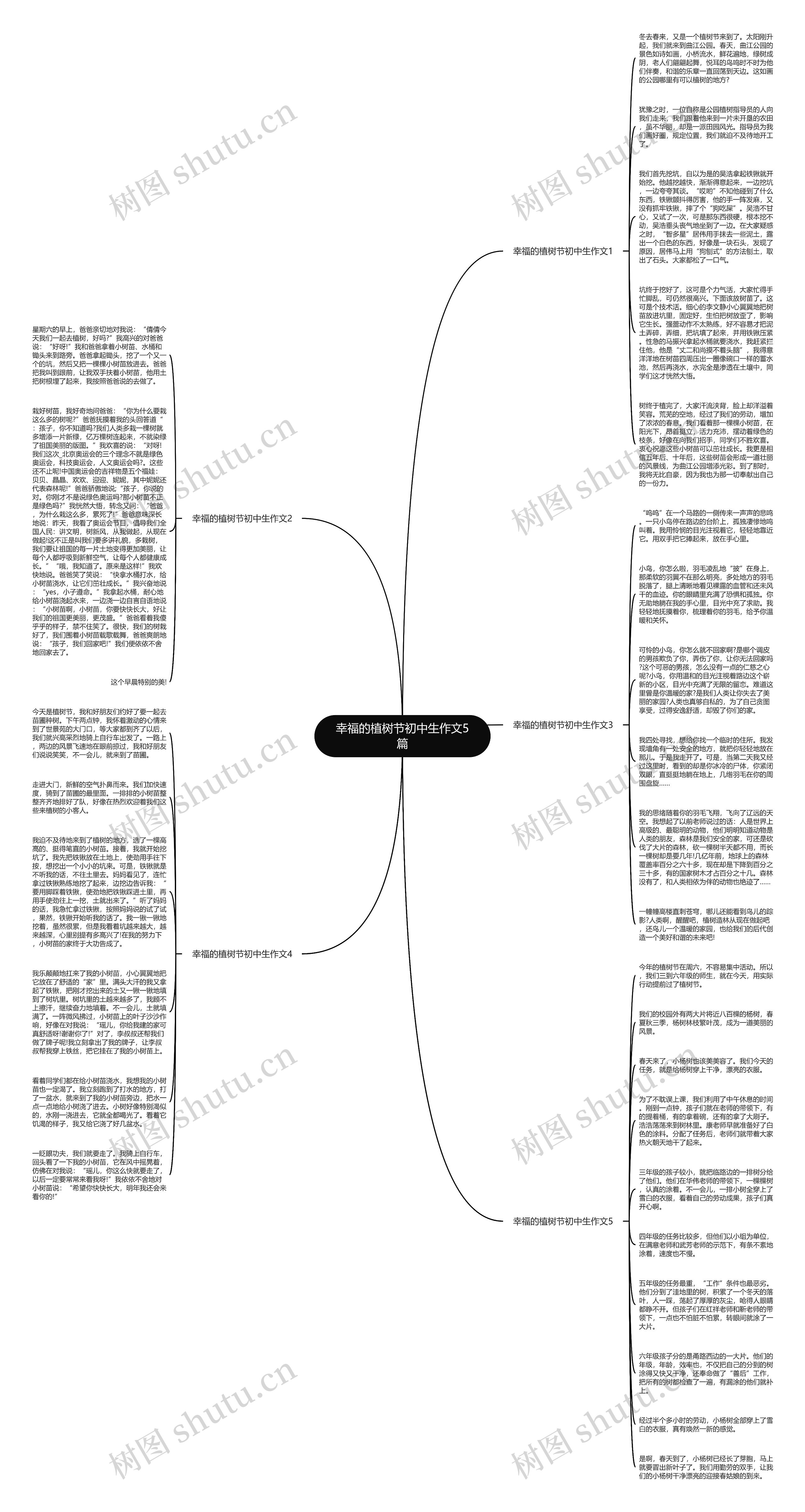 幸福的植树节初中生作文5篇思维导图