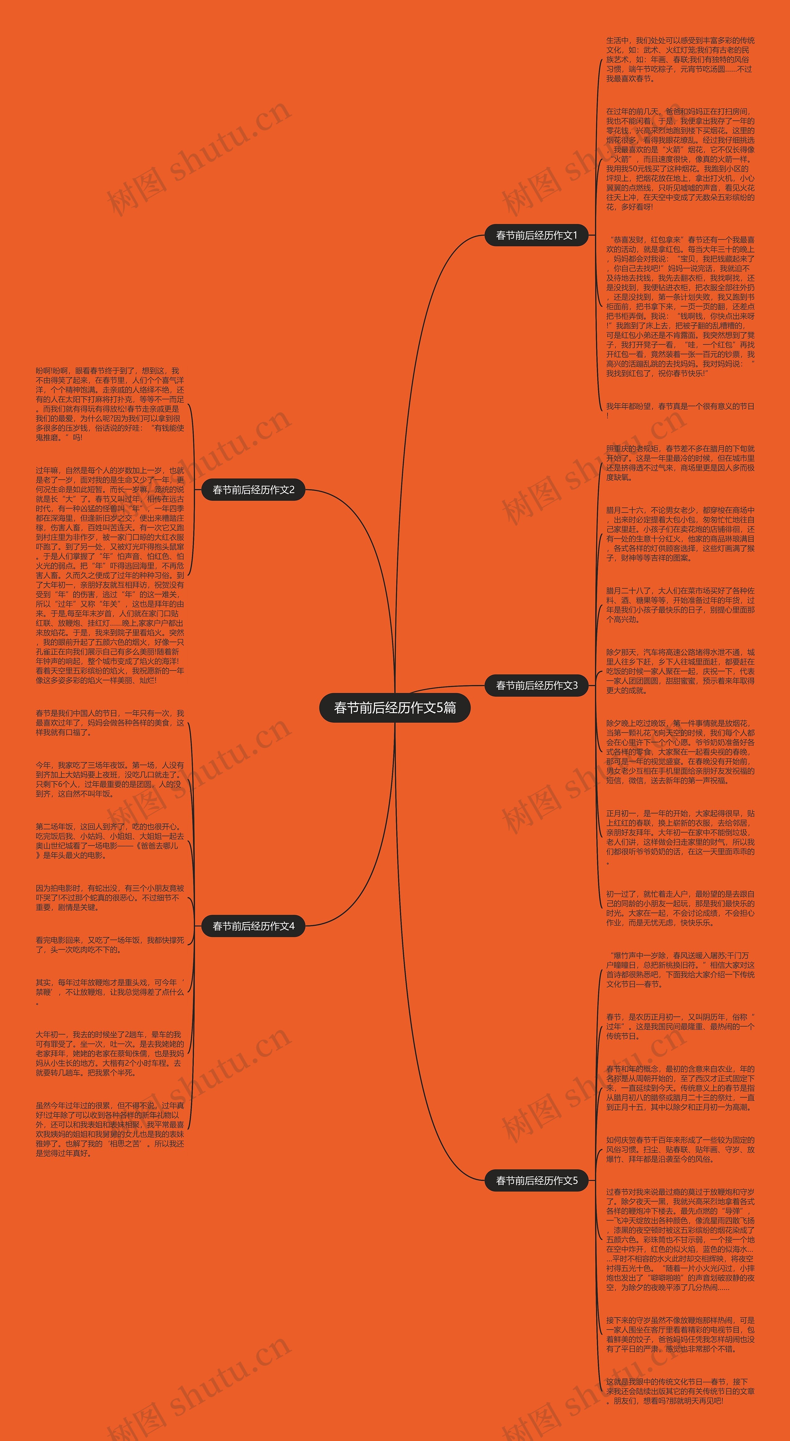 春节前后经历作文5篇思维导图