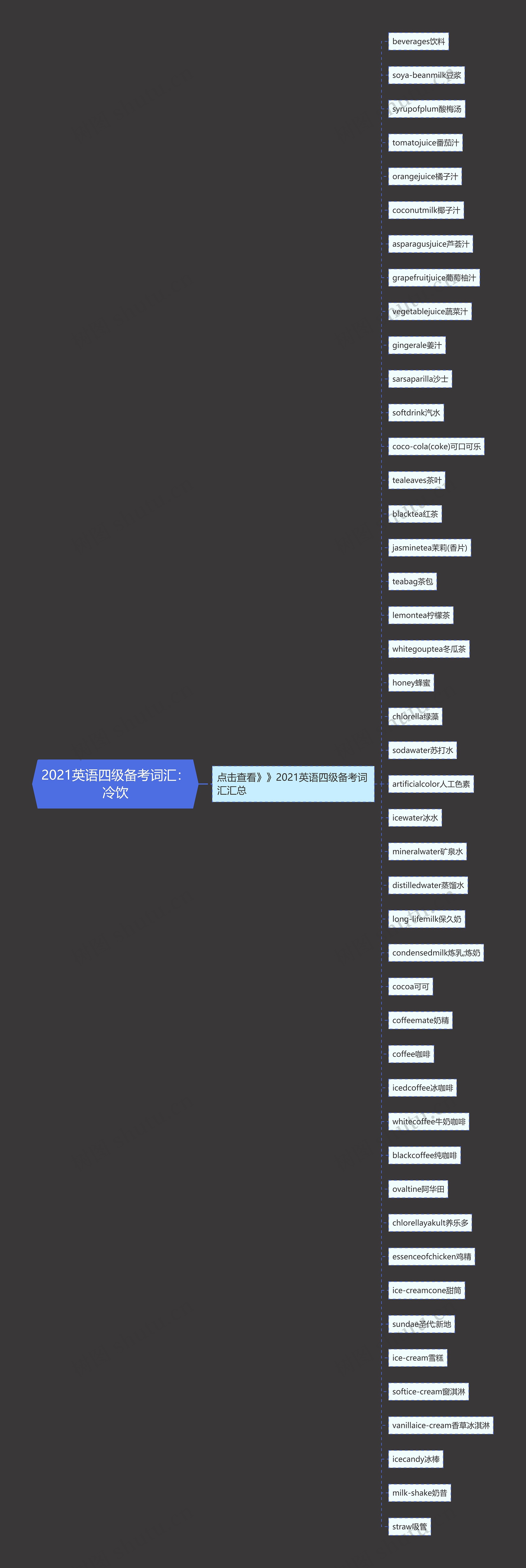 2021英语四级备考词汇：冷饮思维导图