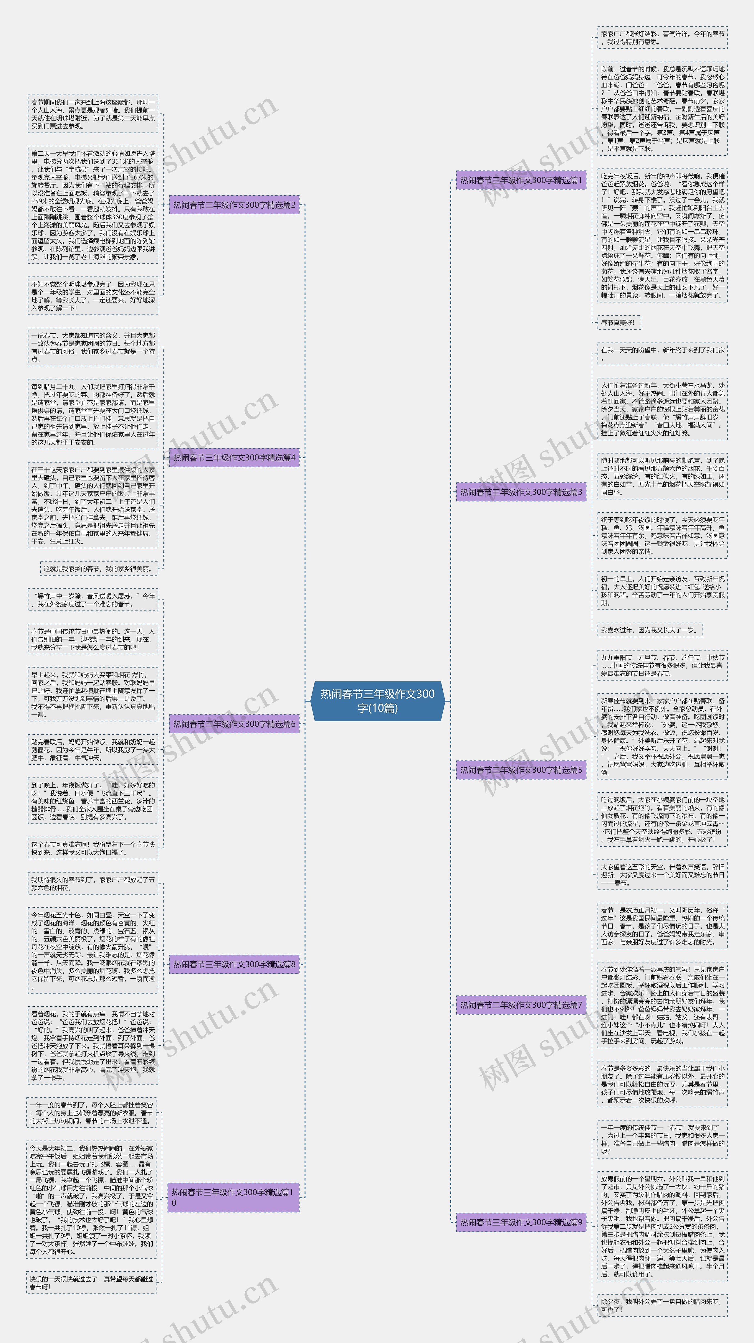 热闹春节三年级作文300字(10篇)思维导图