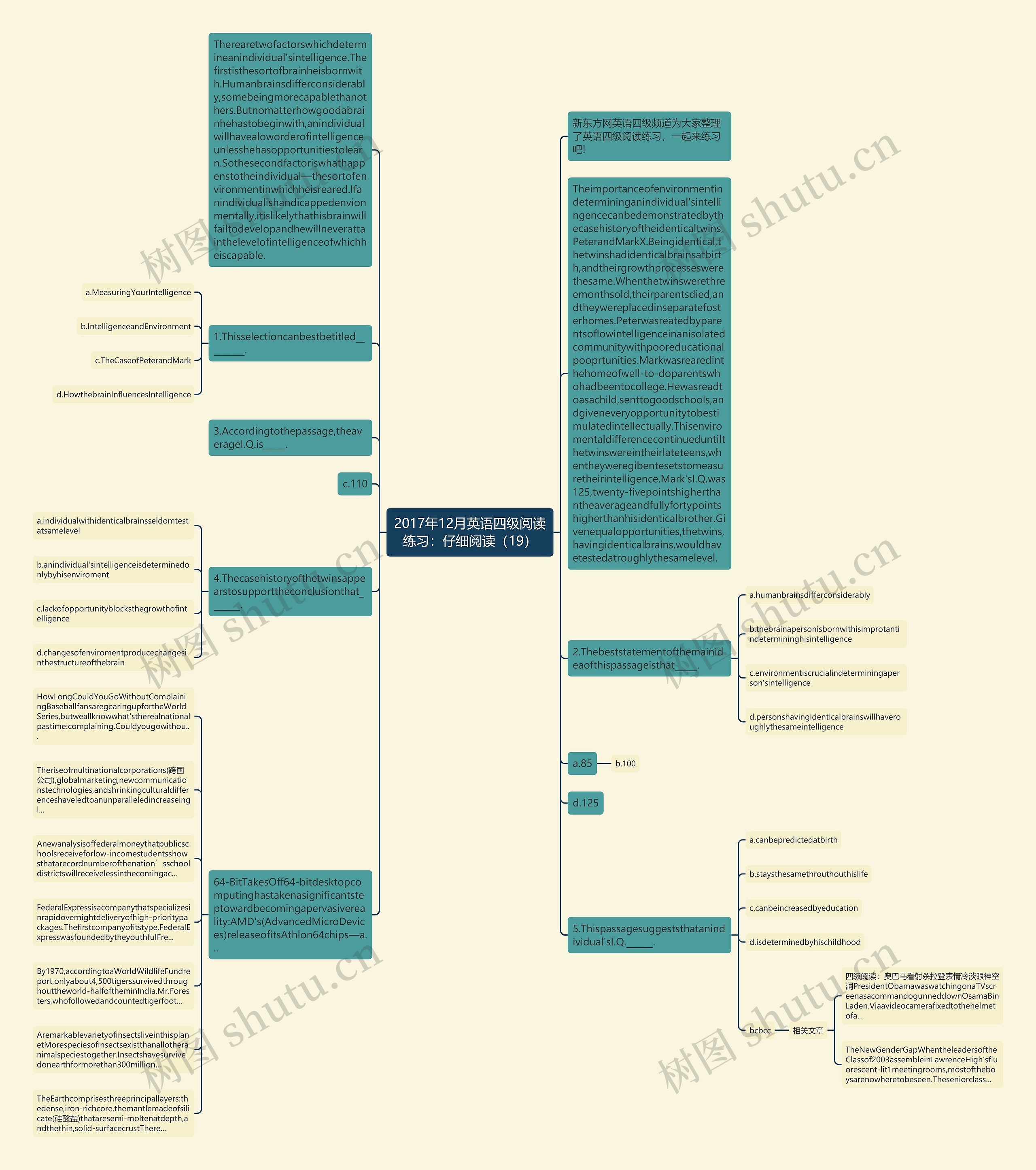 2017年12月英语四级阅读练习：仔细阅读（19）思维导图