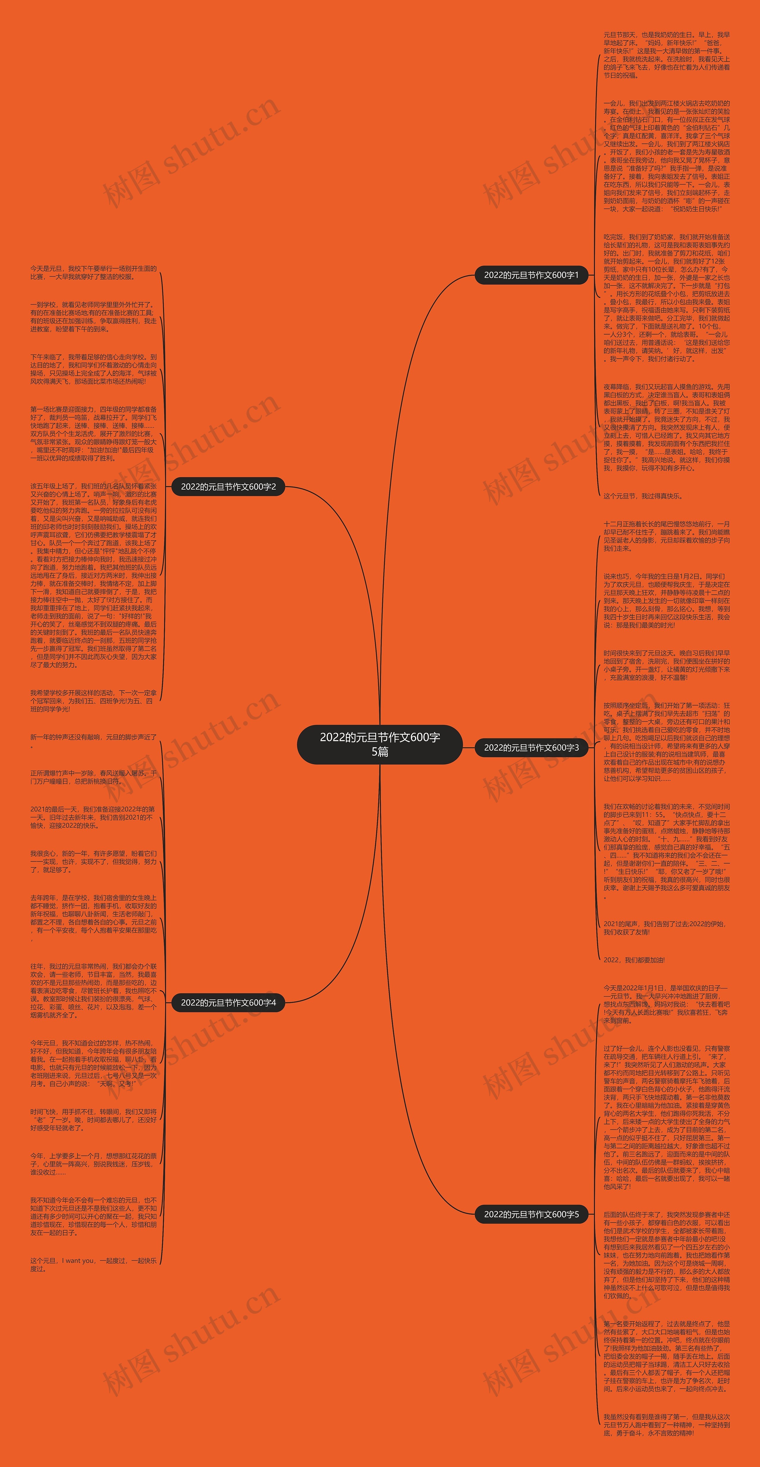 2022的元旦节作文600字5篇思维导图
