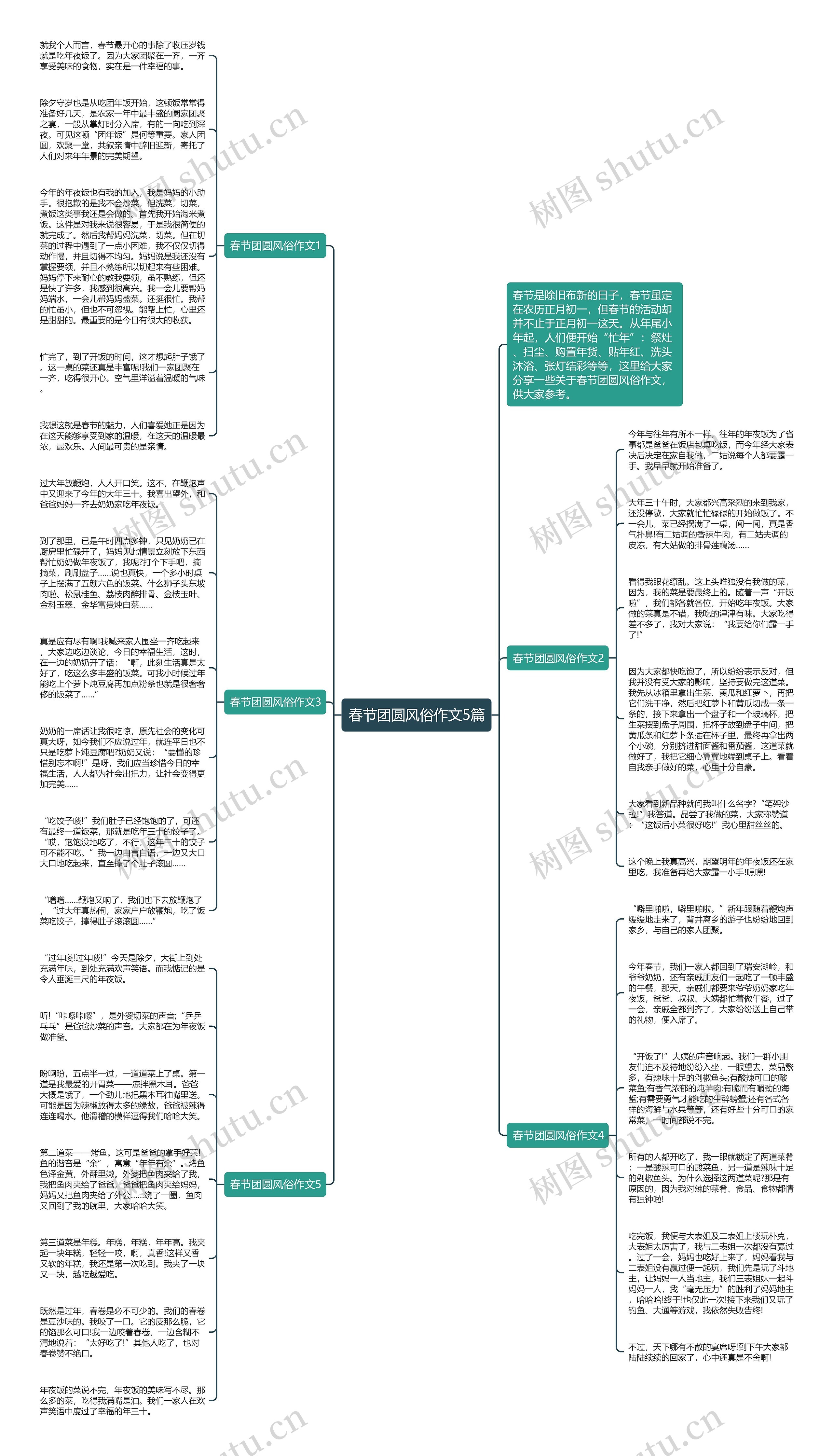 春节团圆风俗作文5篇思维导图