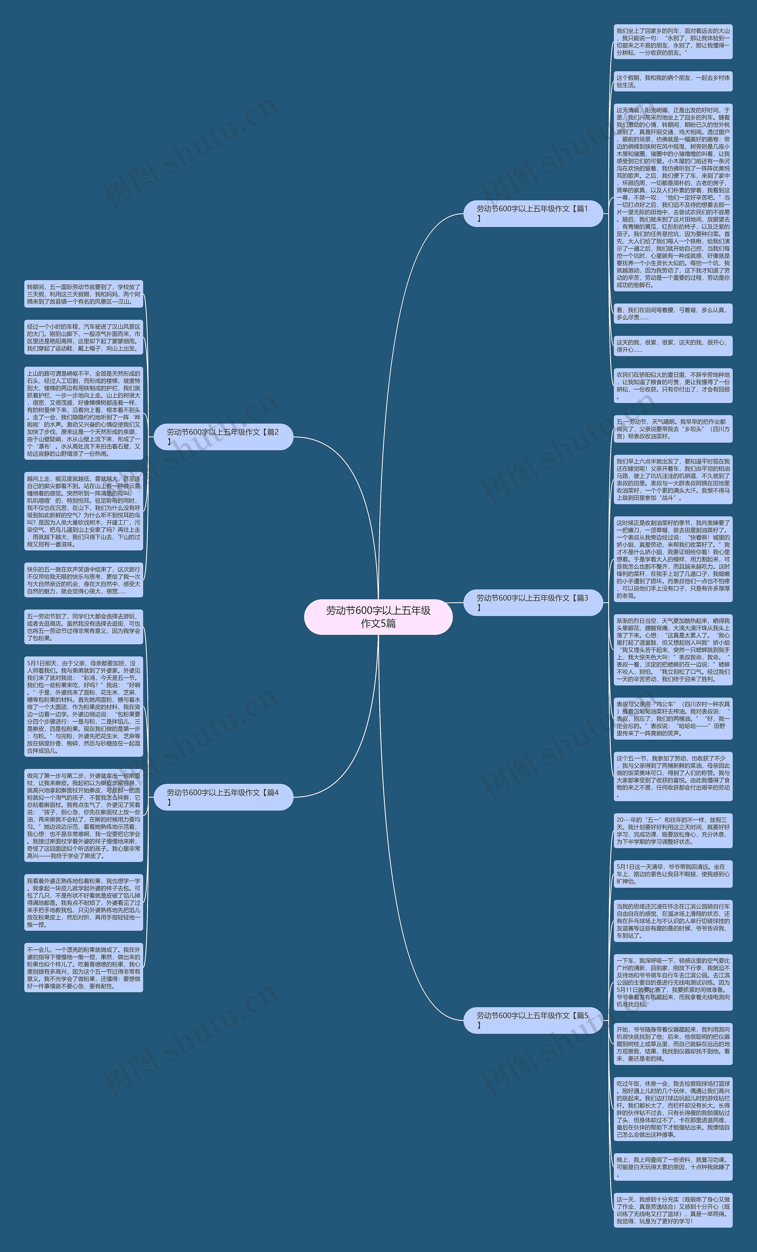 劳动节600字以上五年级作文5篇思维导图
