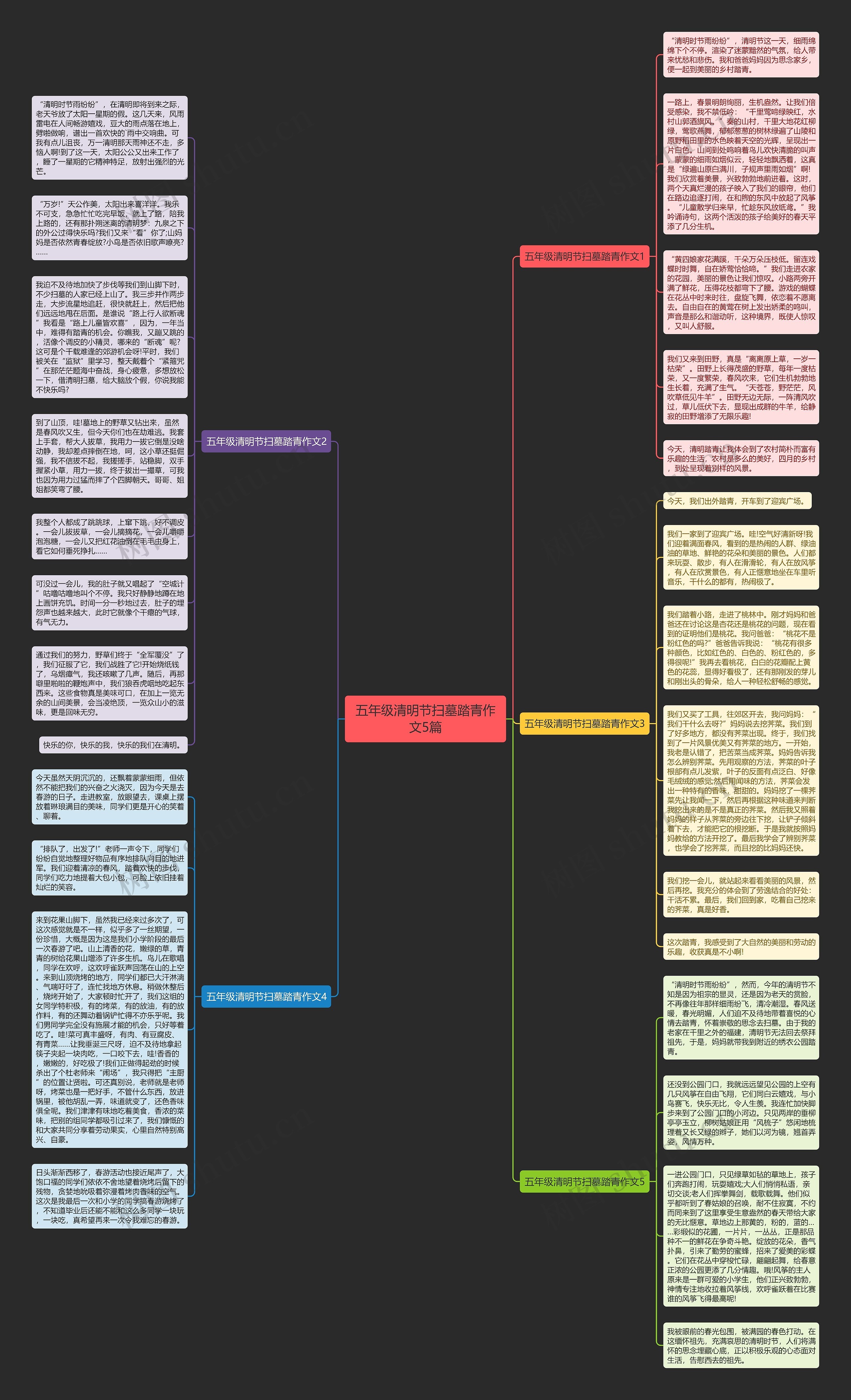 五年级清明节扫墓踏青作文5篇思维导图
