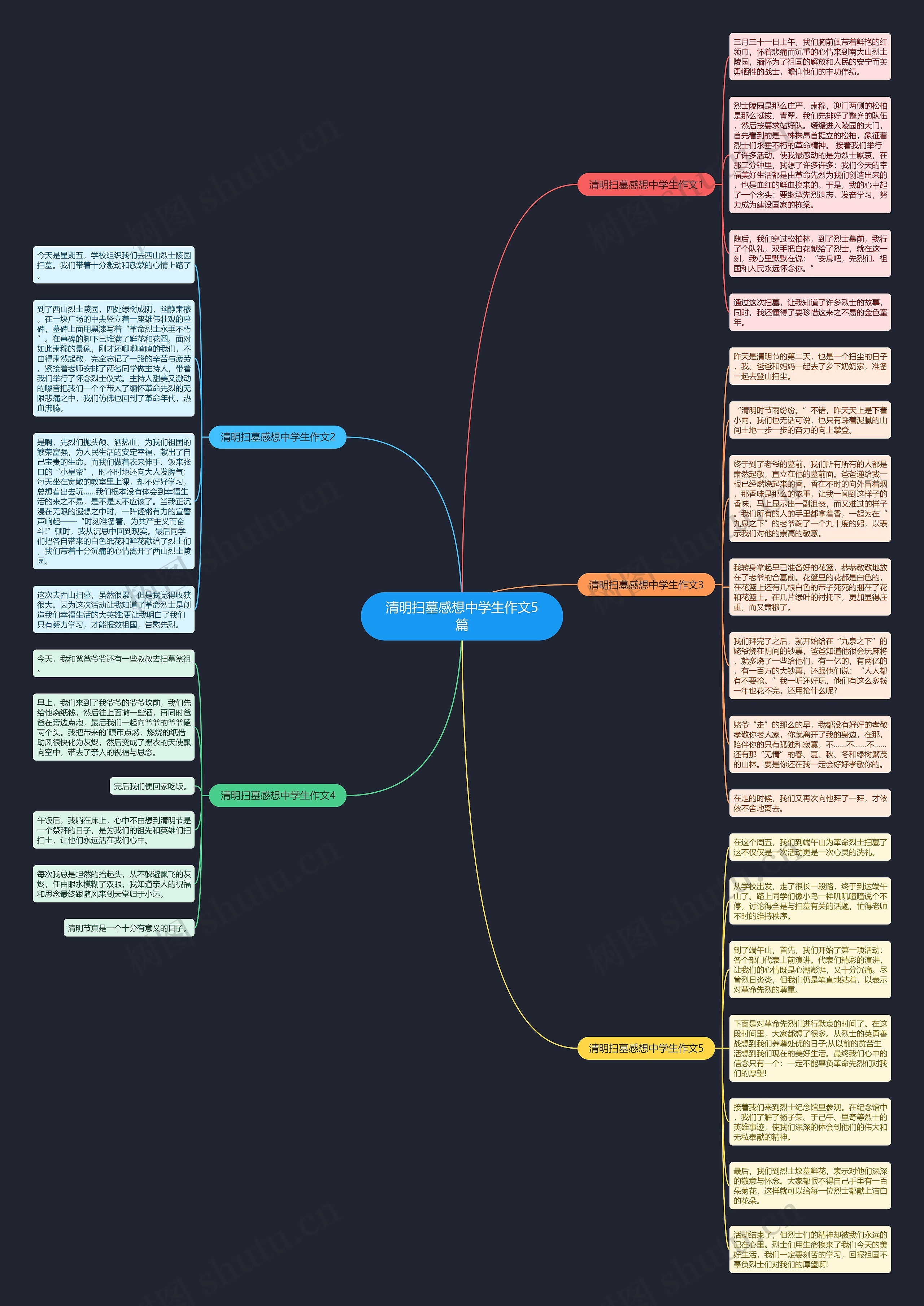 清明扫墓感想中学生作文5篇思维导图