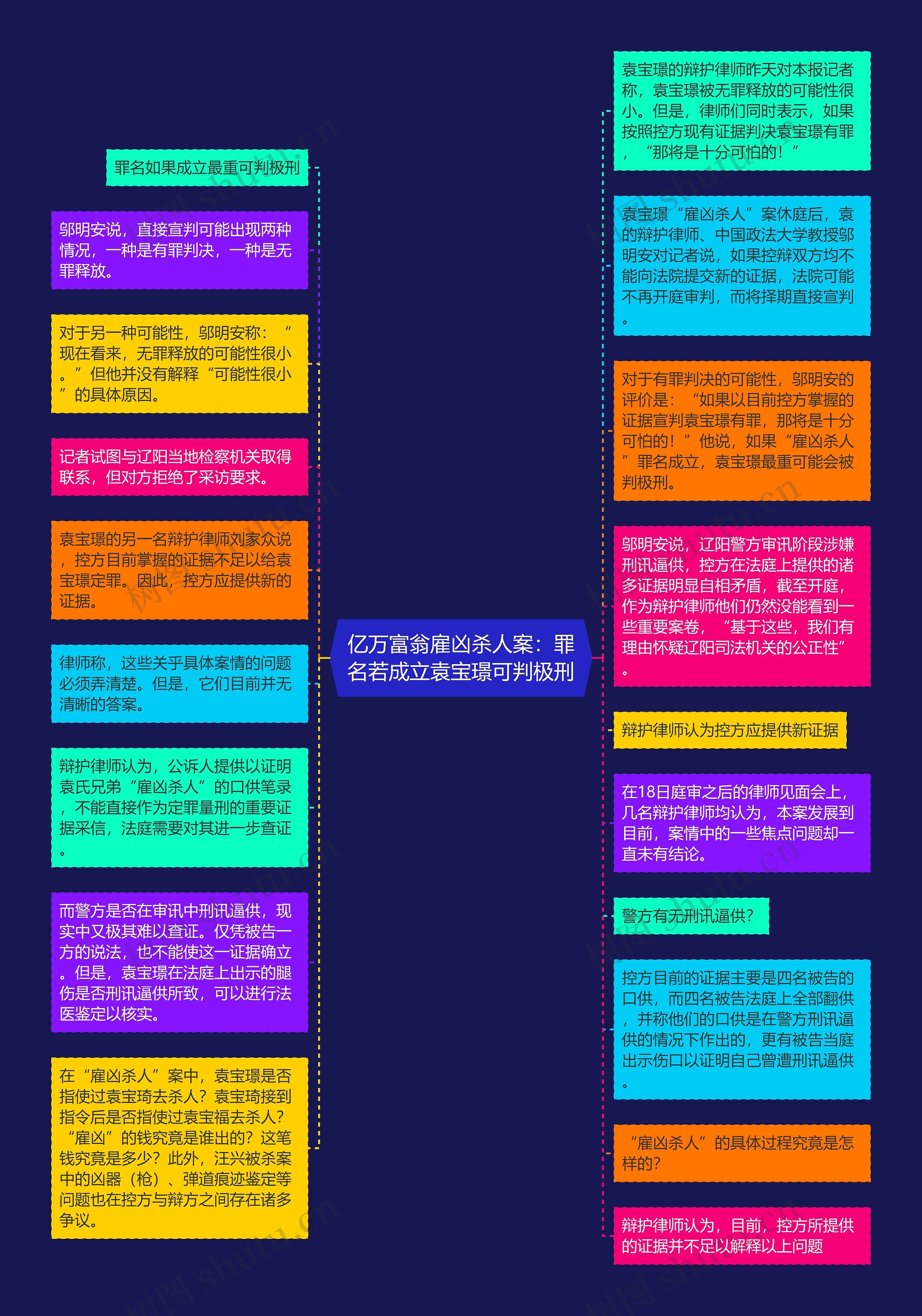 亿万富翁雇凶杀人案：罪名若成立袁宝璟可判极刑思维导图