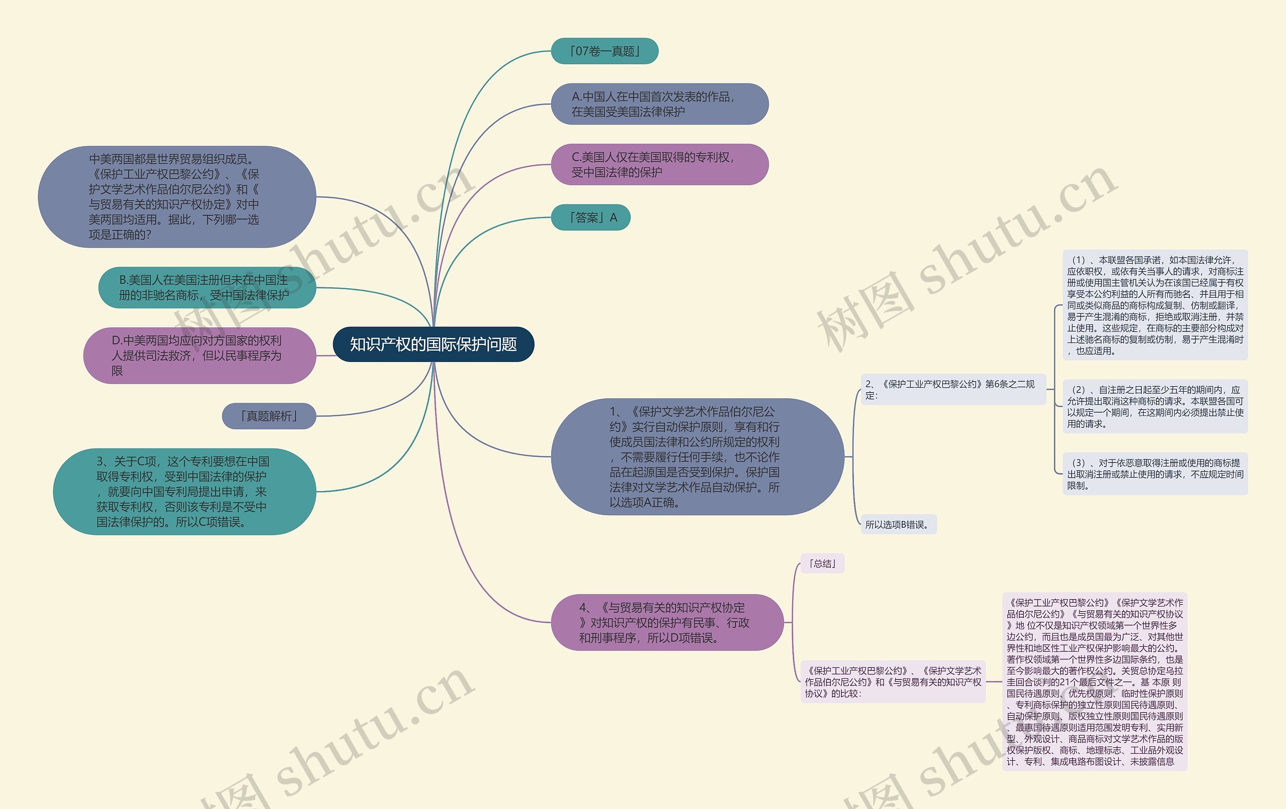 知识产权的国际保护问题思维导图