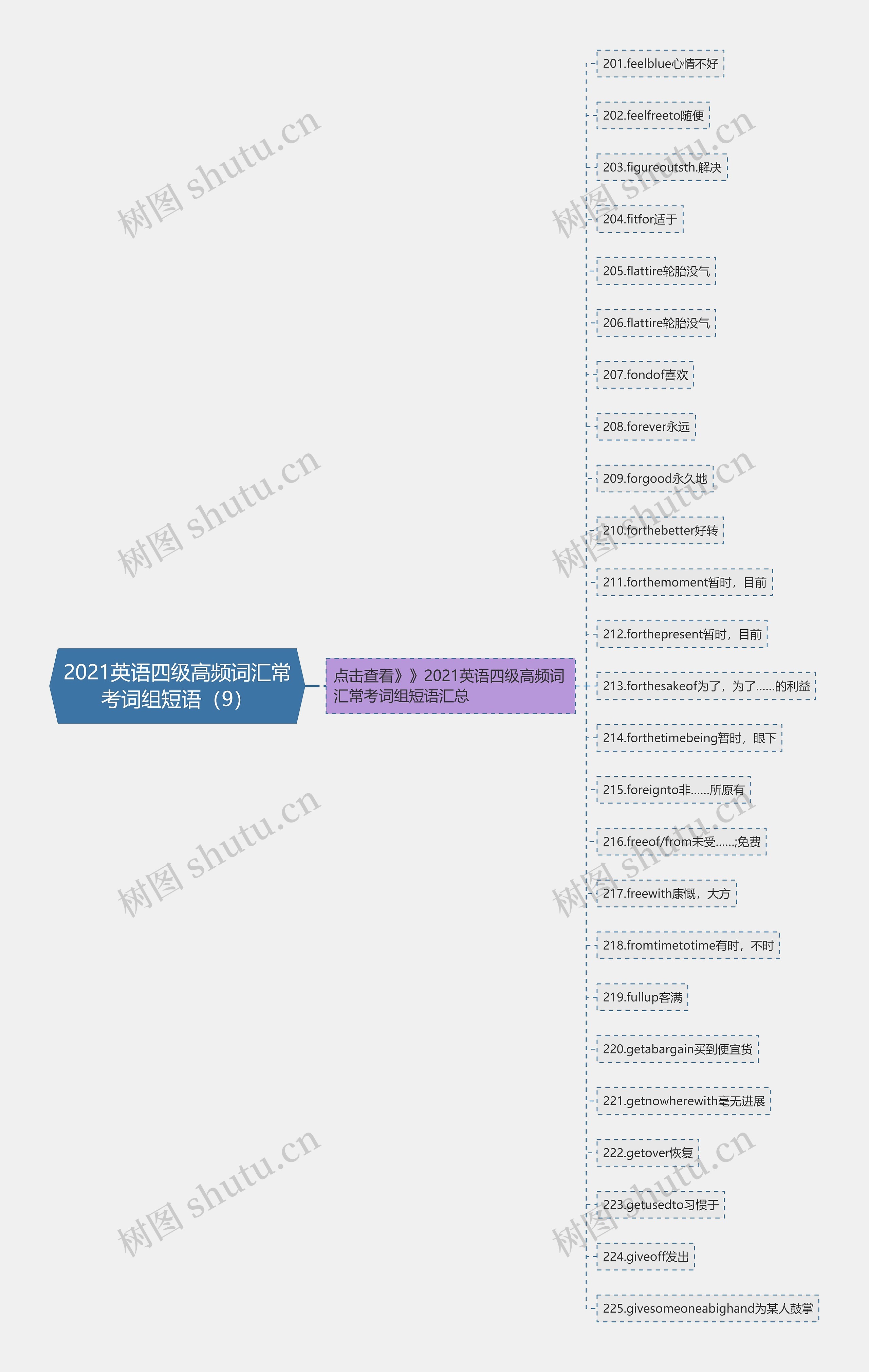 2021英语四级高频词汇常考词组短语（9）思维导图