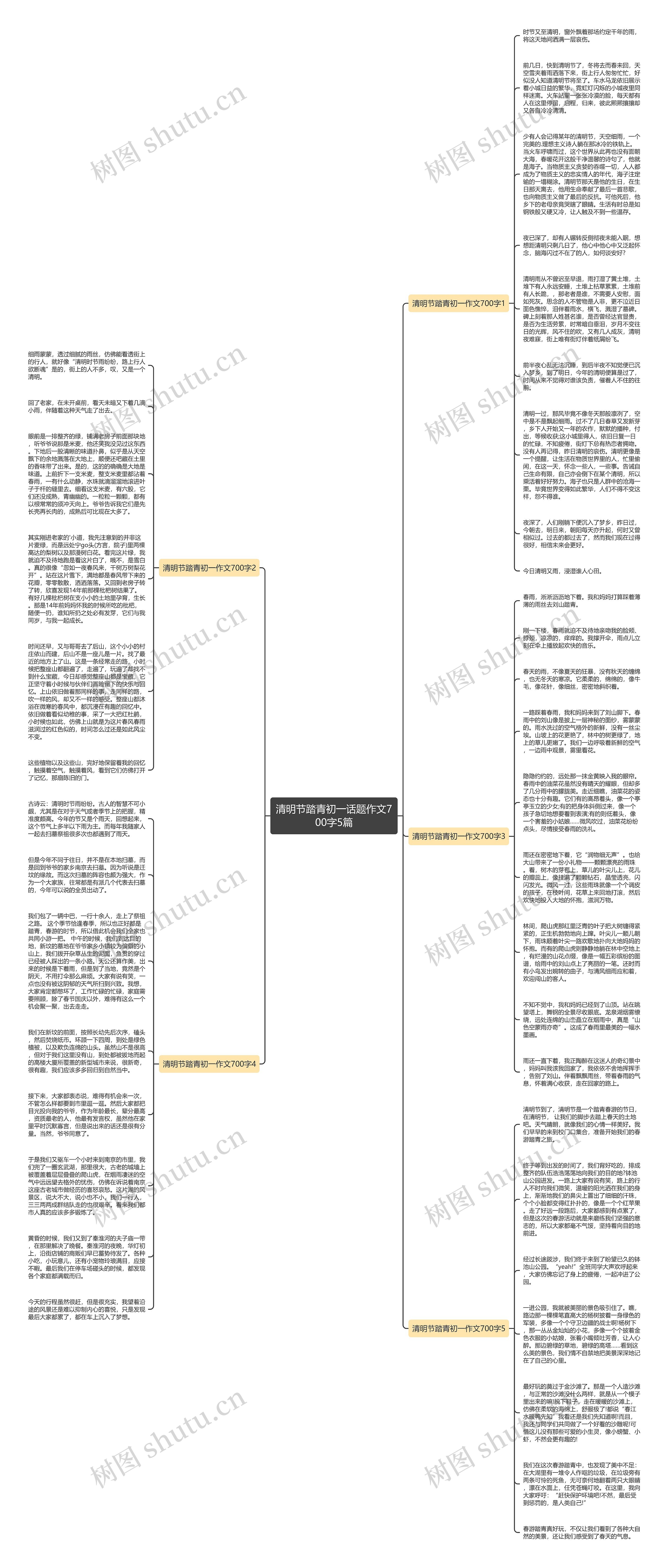 清明节踏青初一话题作文700字5篇思维导图