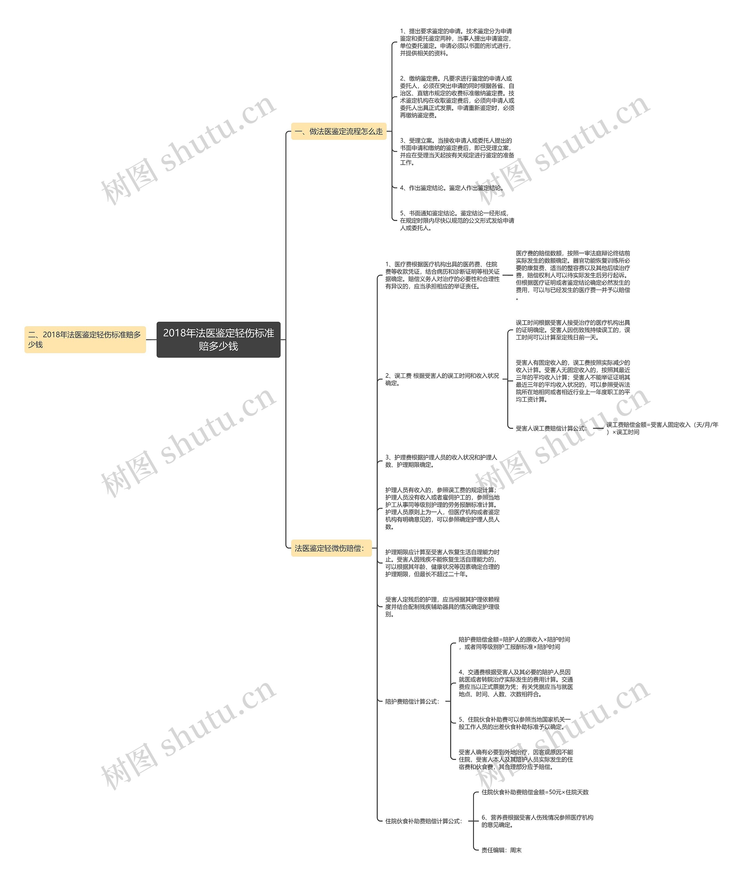 2018年法医鉴定轻伤标准赔多少钱思维导图