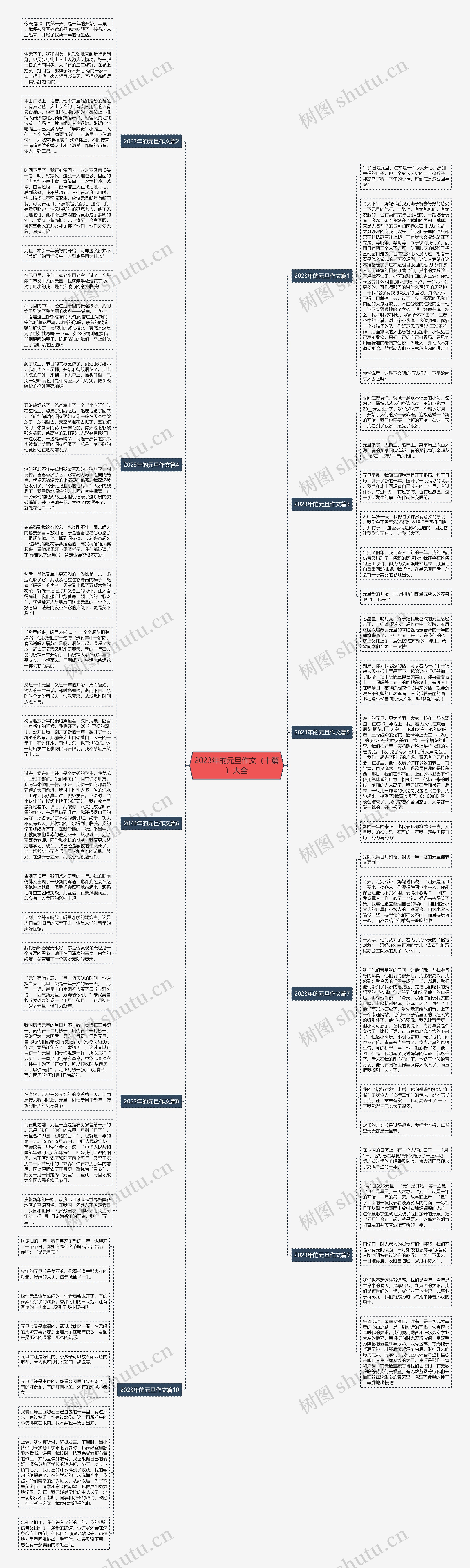 2023年的元旦作文（十篇）大全思维导图