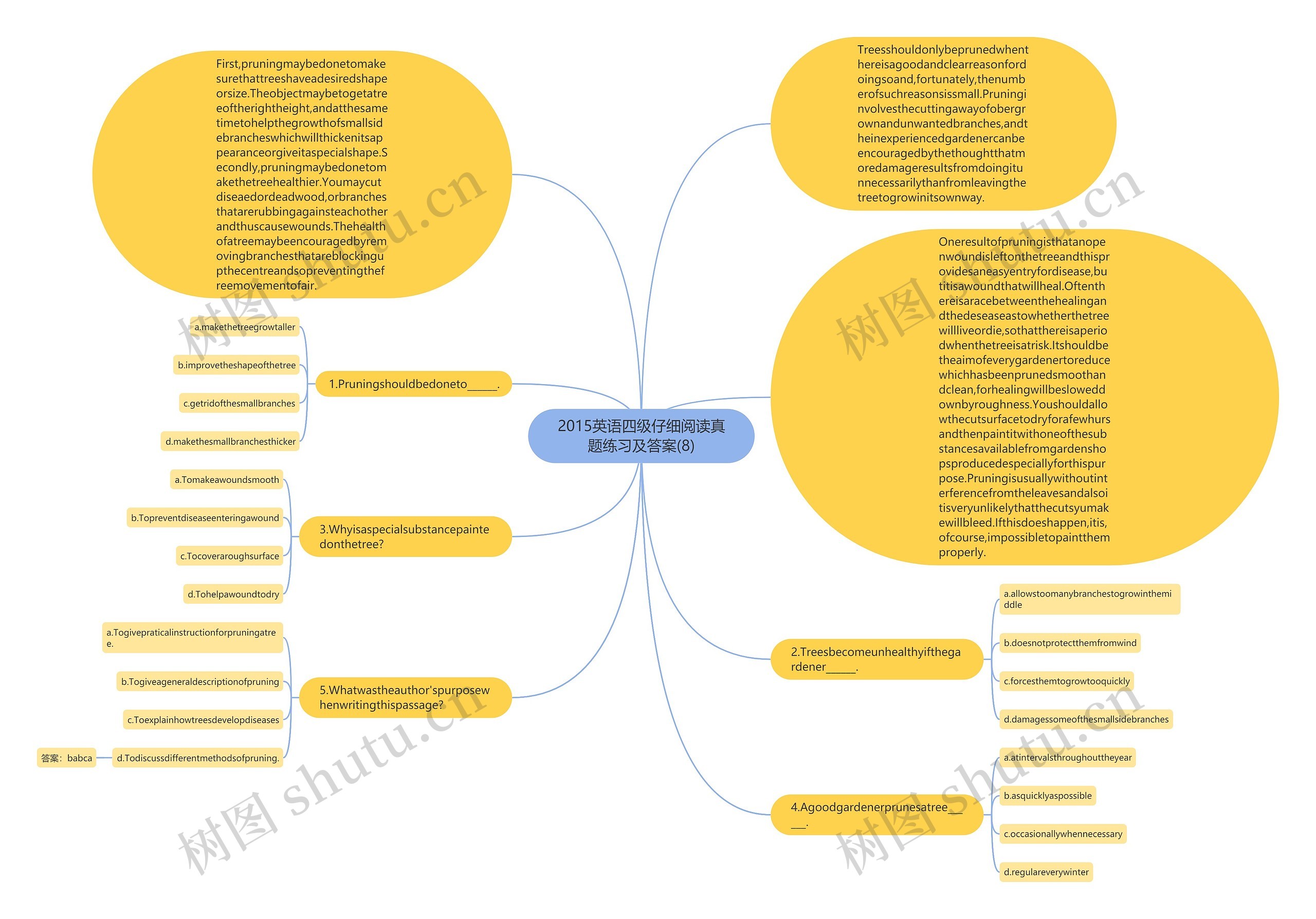 2015英语四级仔细阅读真题练习及答案(8)思维导图