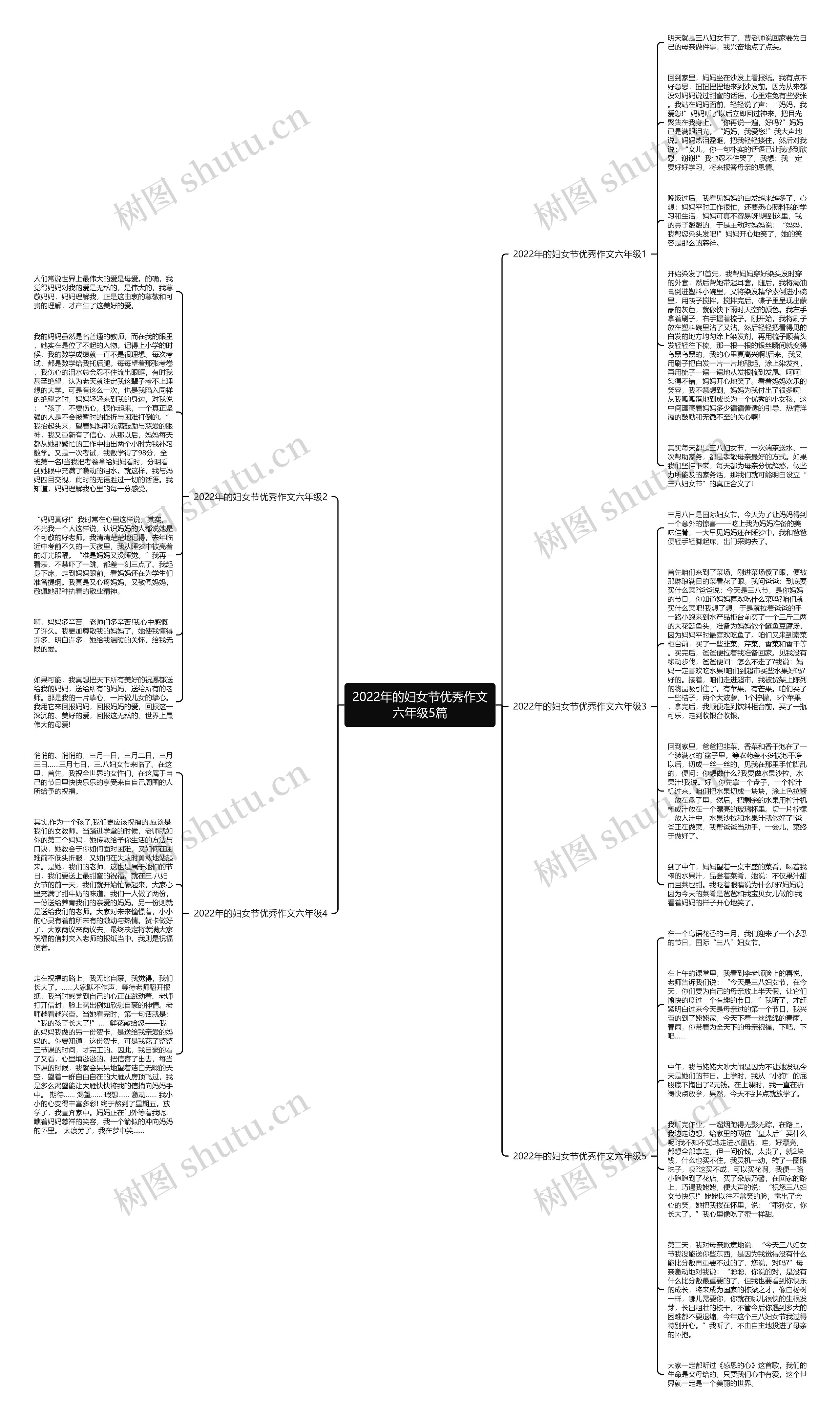2022年的妇女节优秀作文六年级5篇思维导图