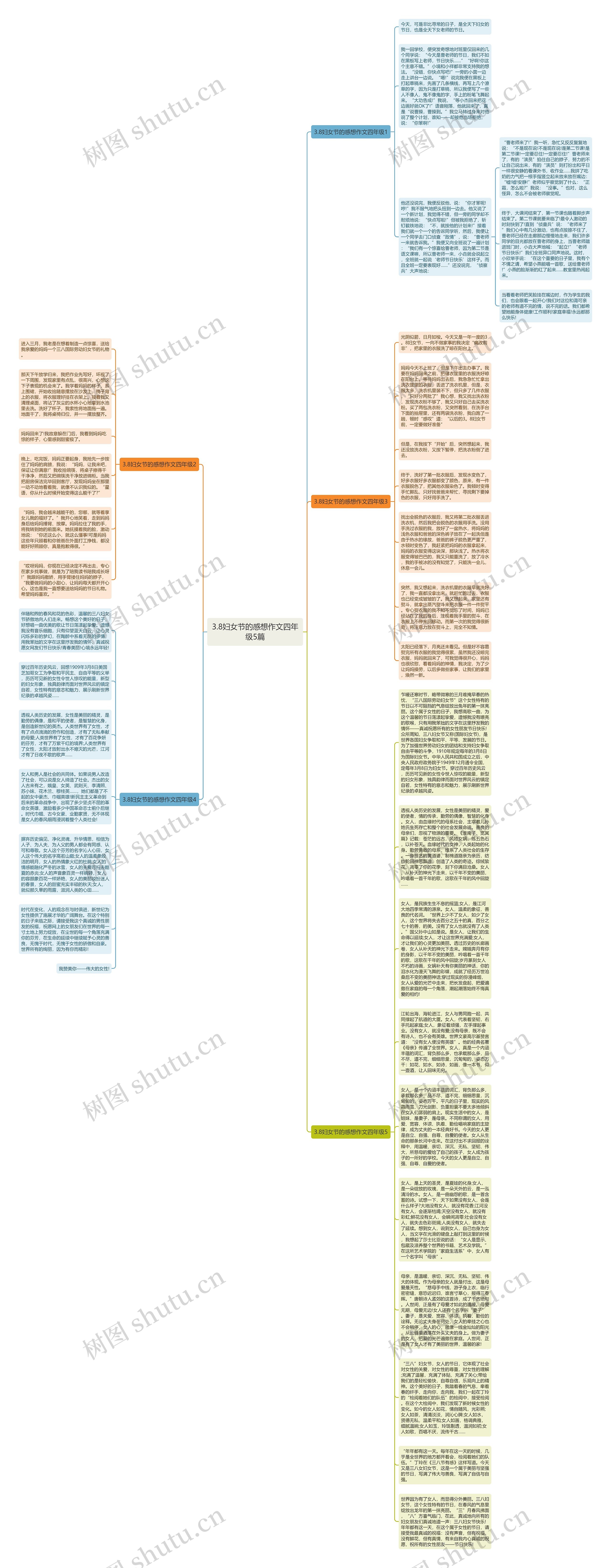 3.8妇女节的感想作文四年级5篇思维导图