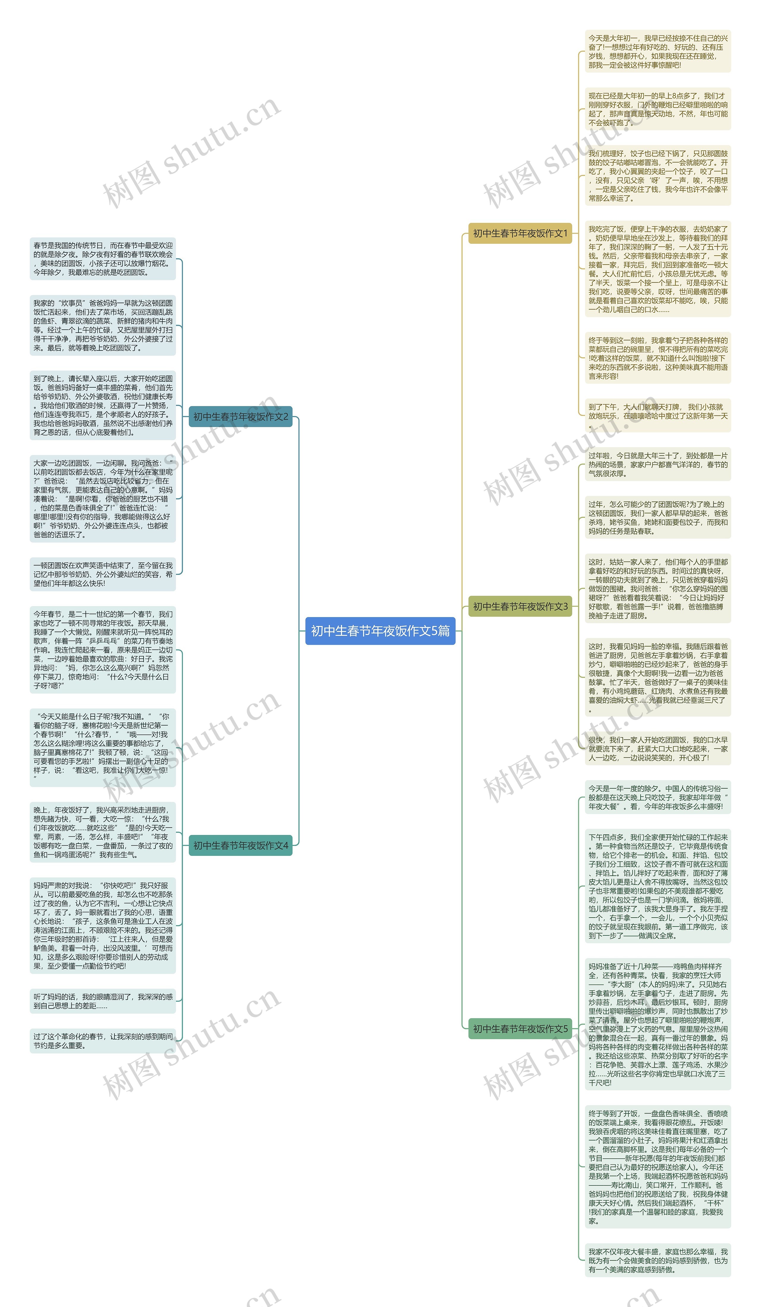 初中生春节年夜饭作文5篇思维导图