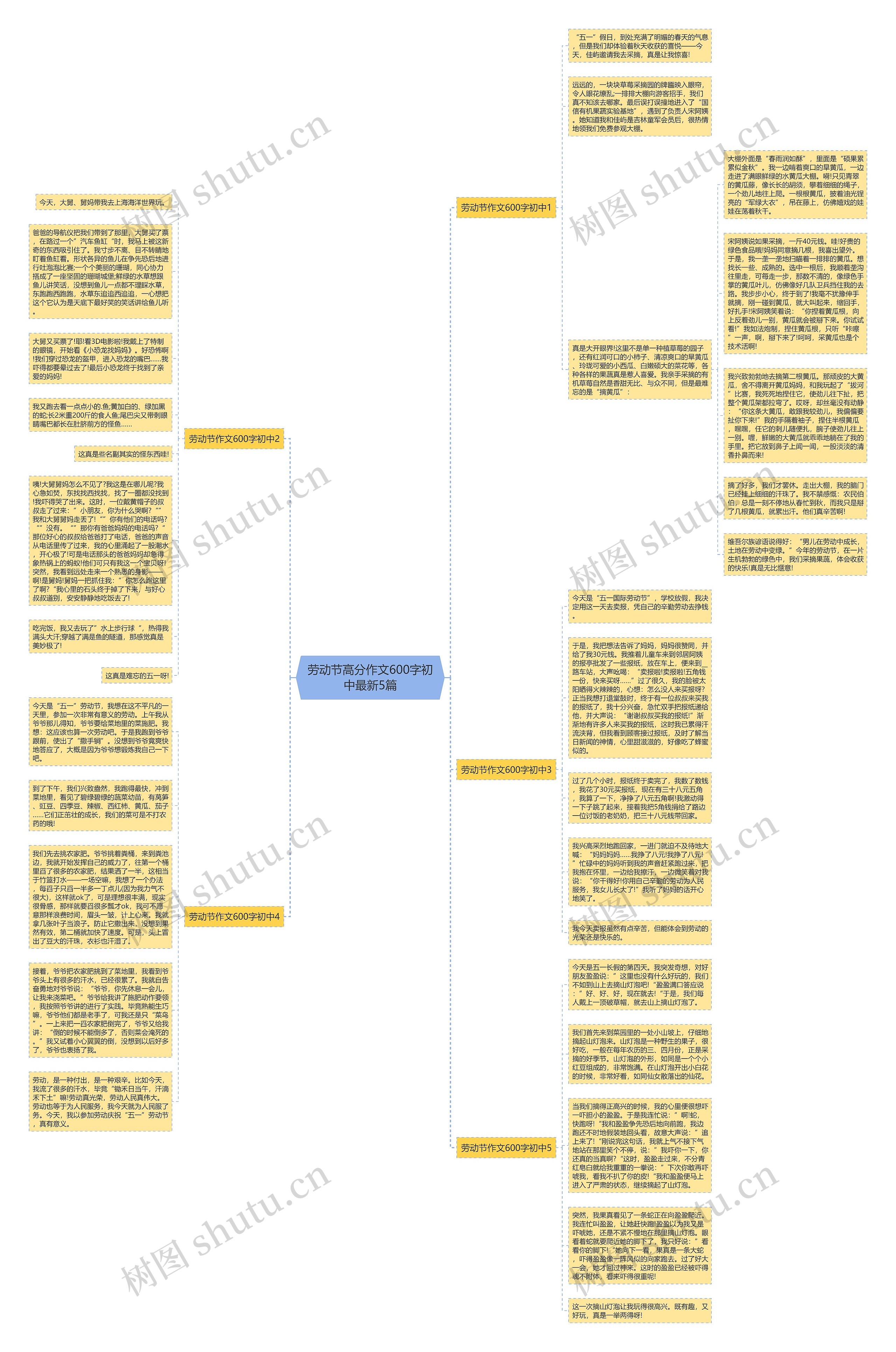 劳动节高分作文600字初中最新5篇思维导图