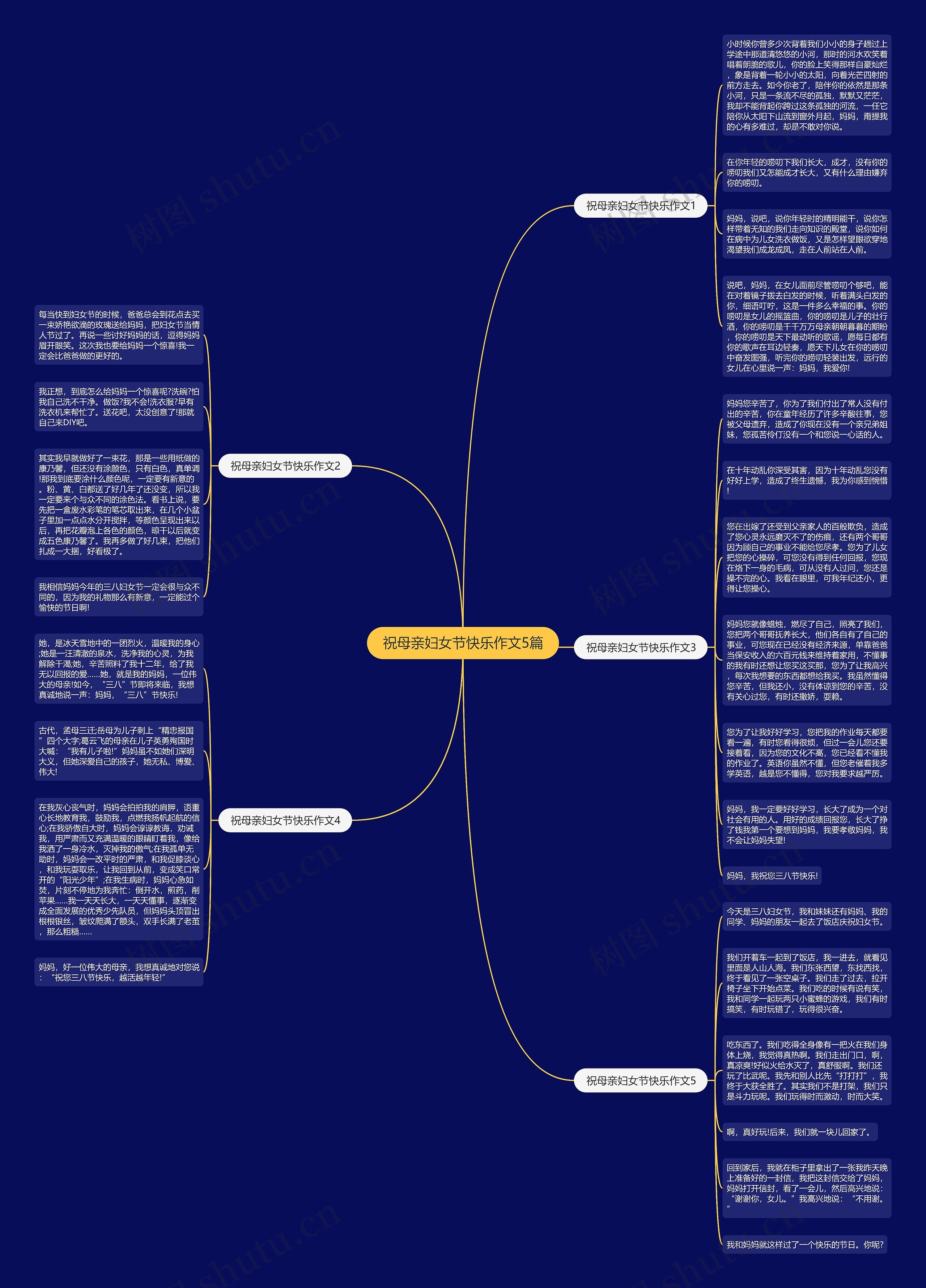 祝母亲妇女节快乐作文5篇思维导图