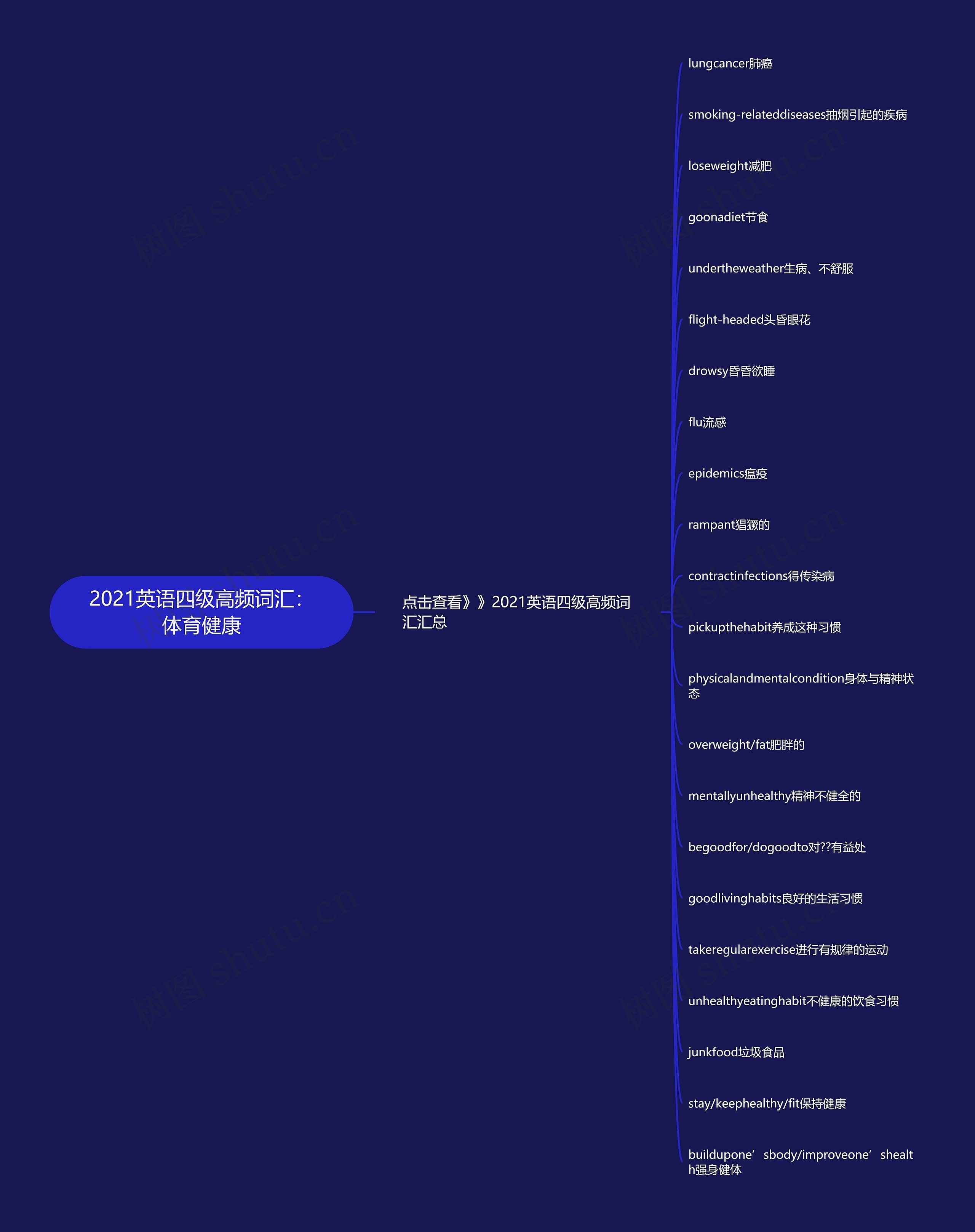 2021英语四级高频词汇：体育健康思维导图