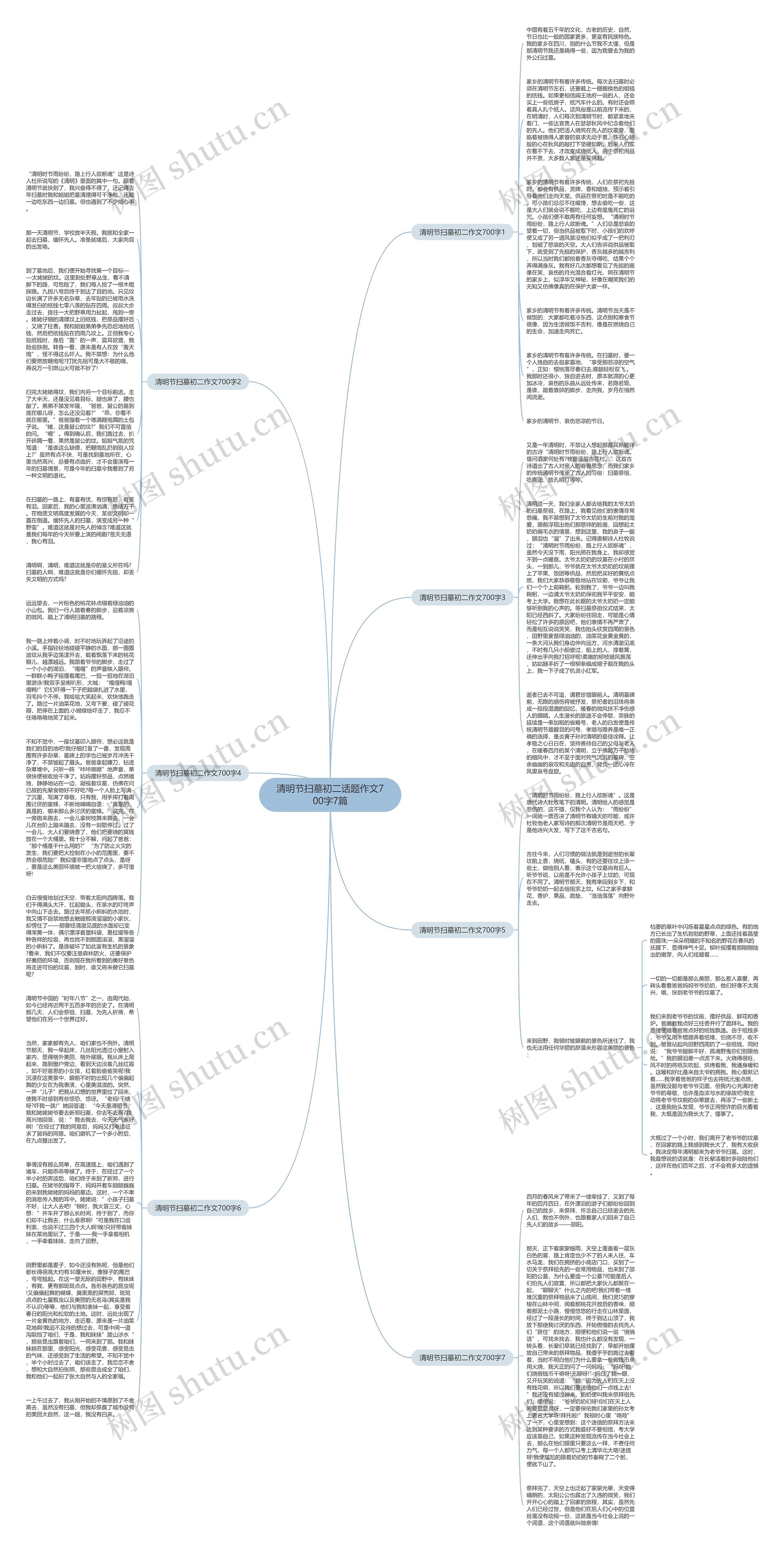 清明节扫墓初二话题作文700字7篇思维导图