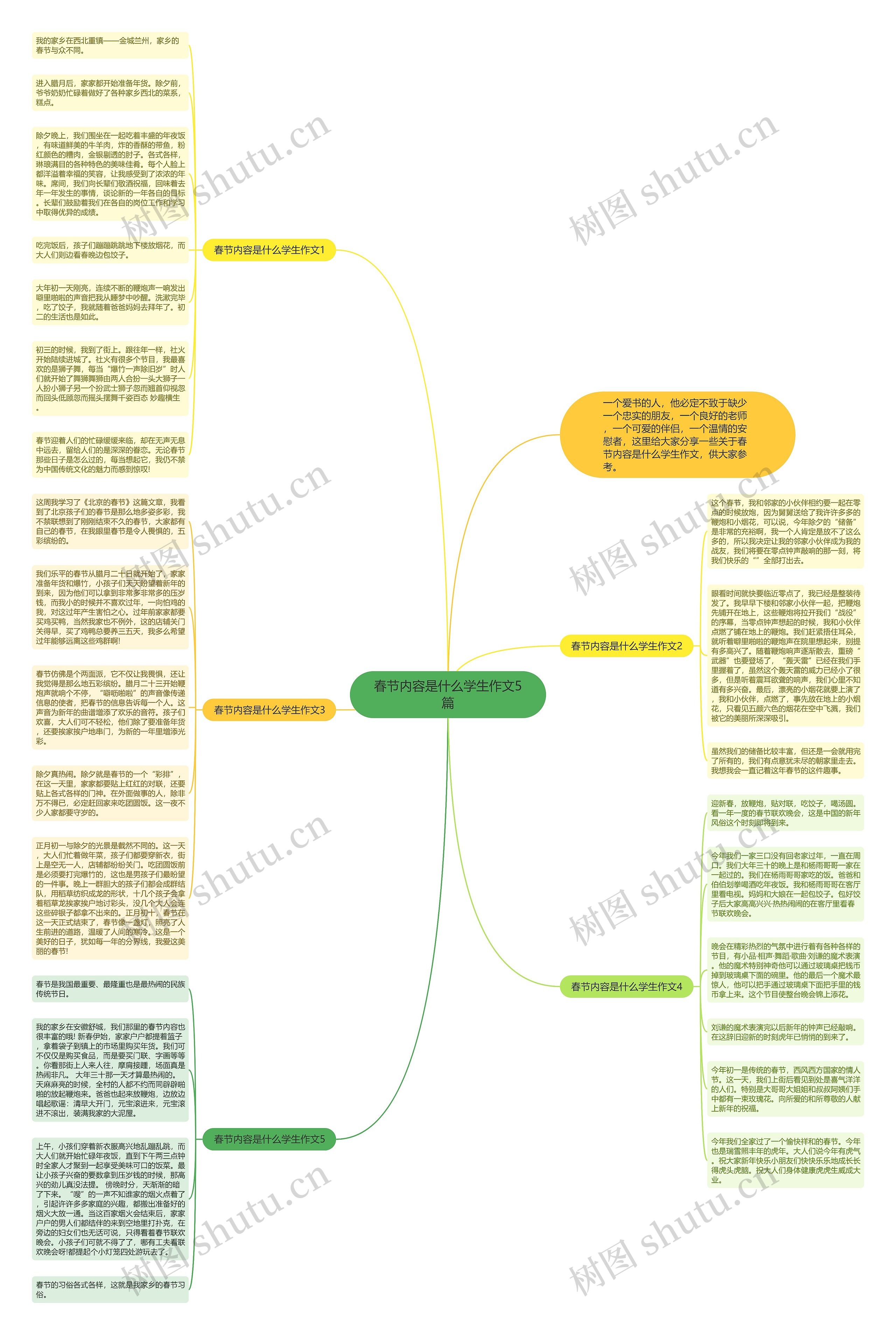 春节内容是什么学生作文5篇思维导图