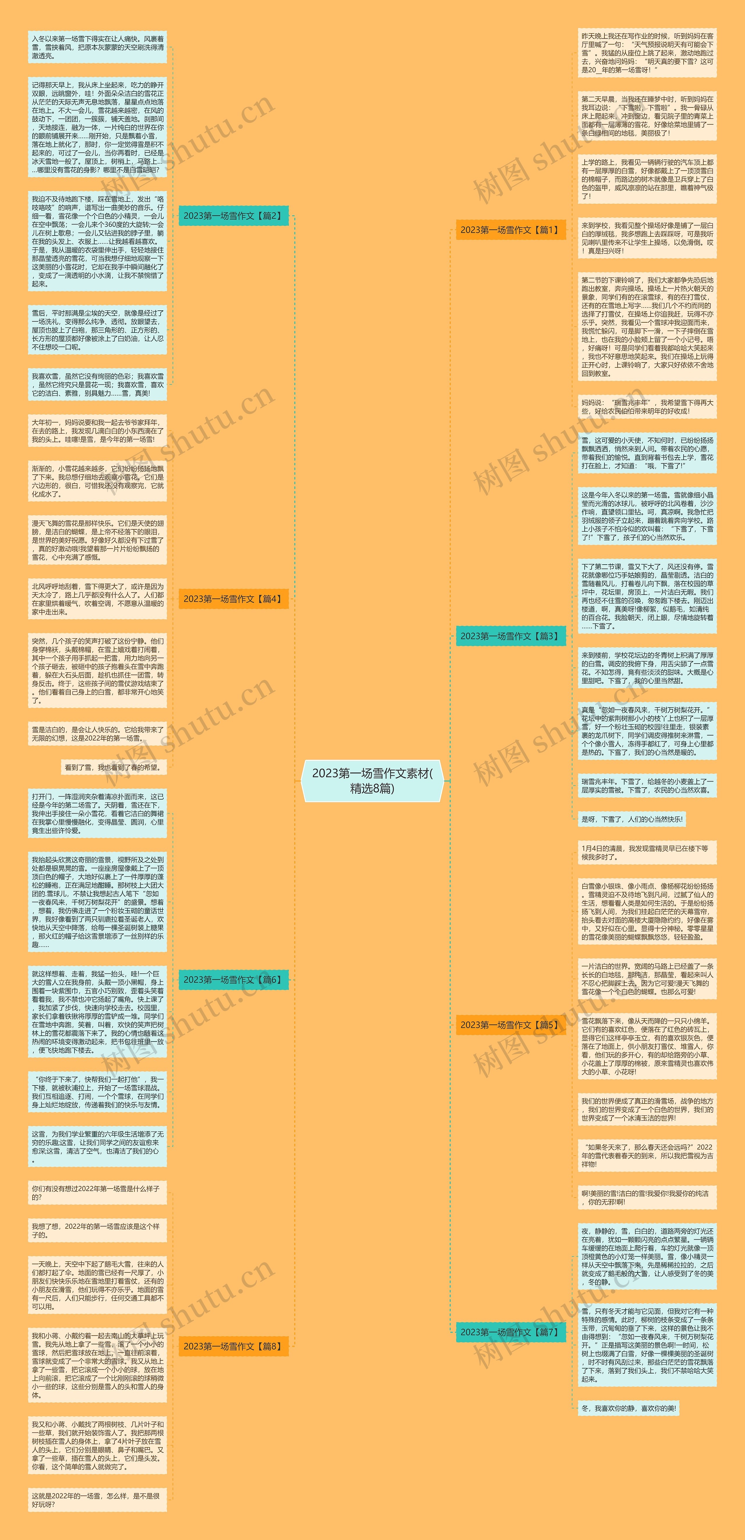 2023第一场雪作文素材(精选8篇)思维导图