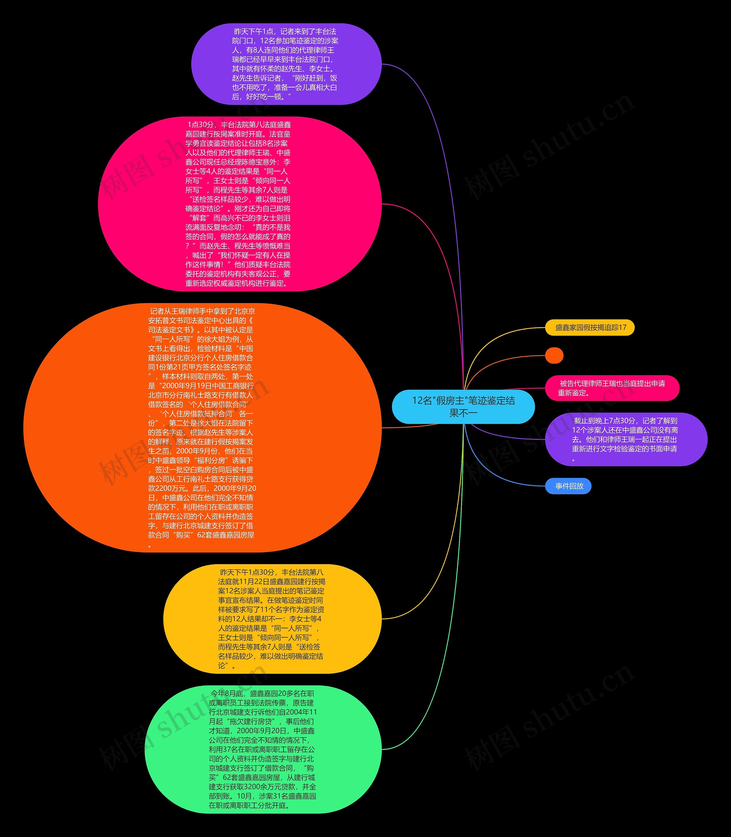 12名"假房主"笔迹鉴定结果不一思维导图