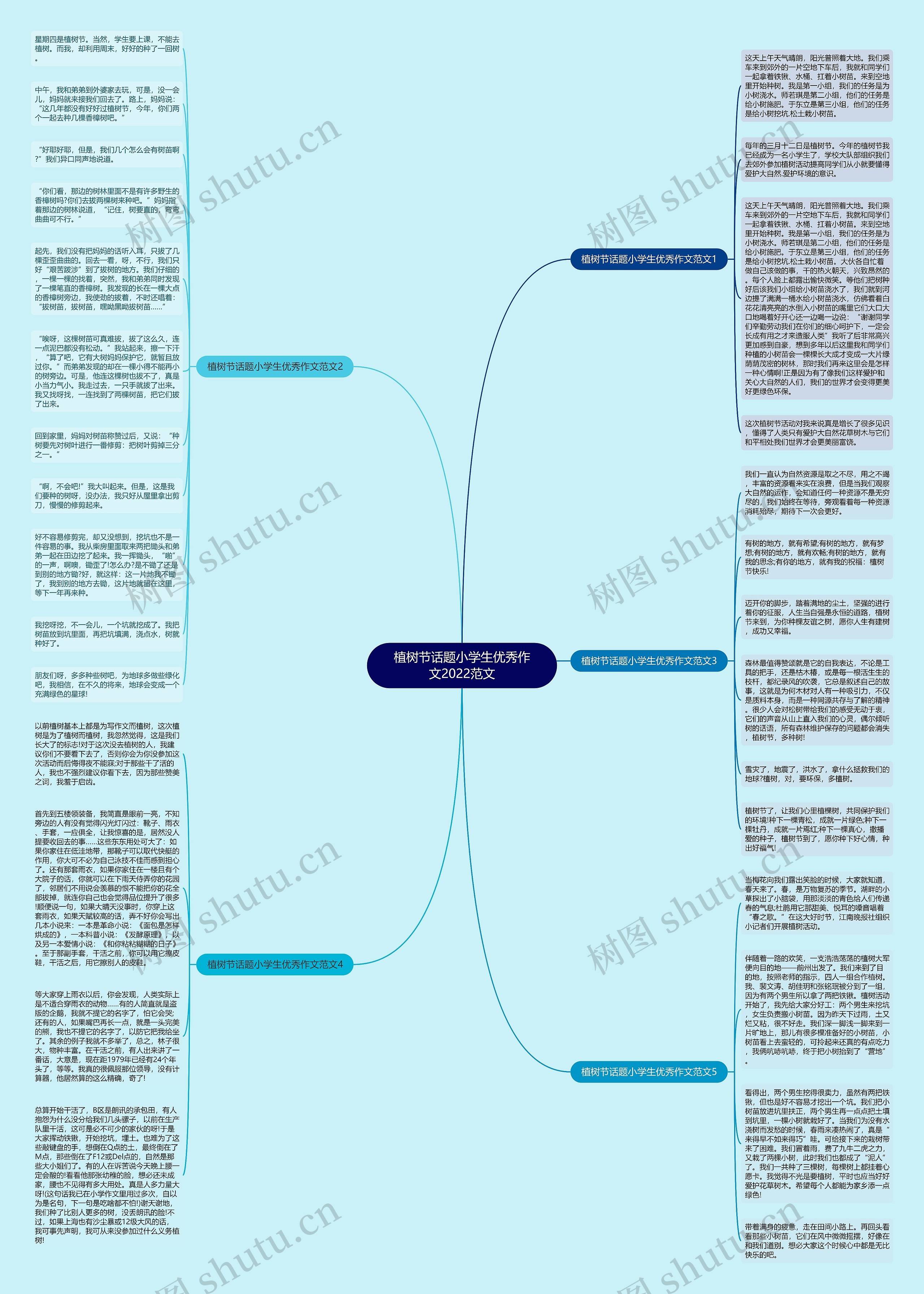 植树节话题小学生优秀作文2022范文思维导图