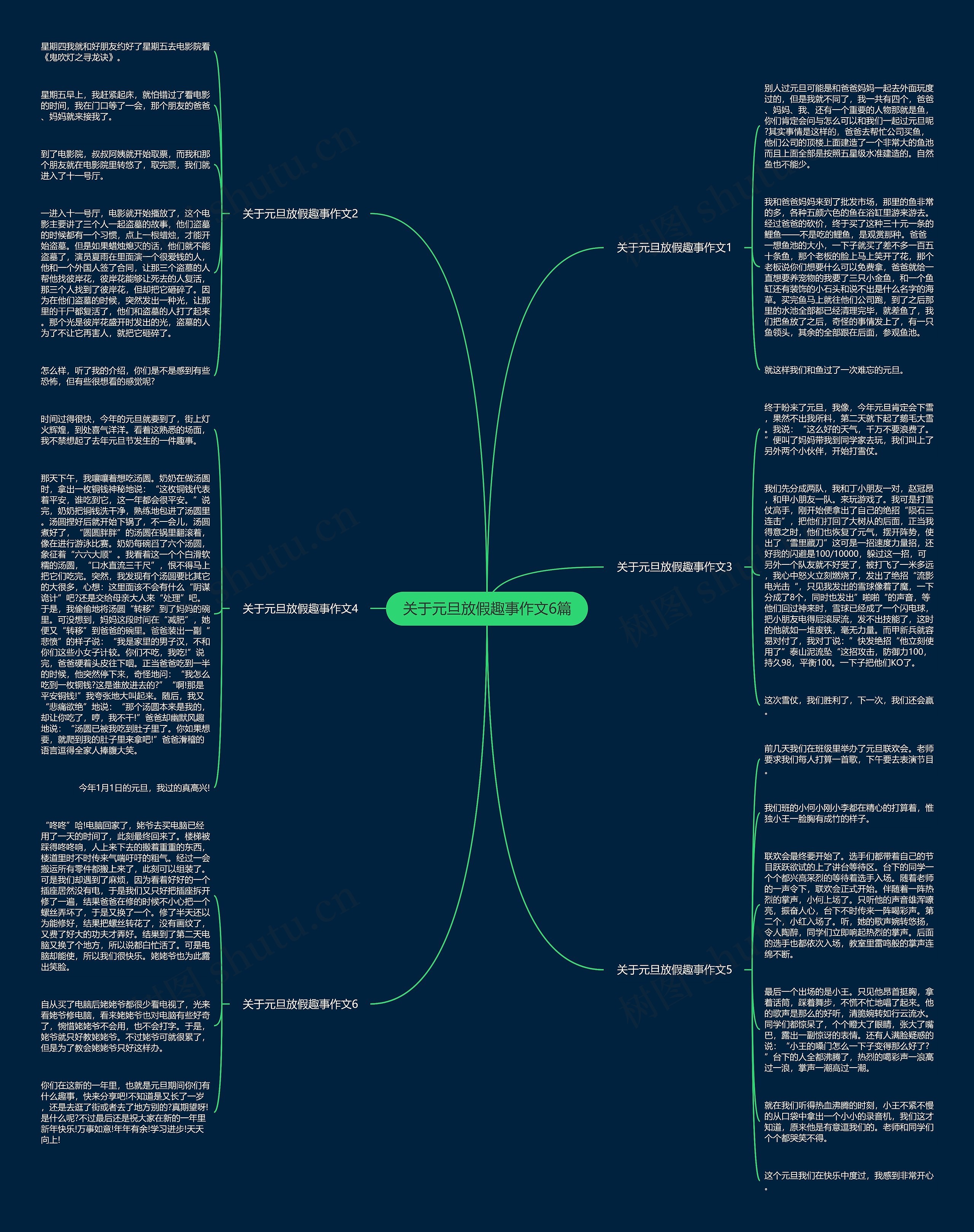 关于元旦放假趣事作文6篇思维导图