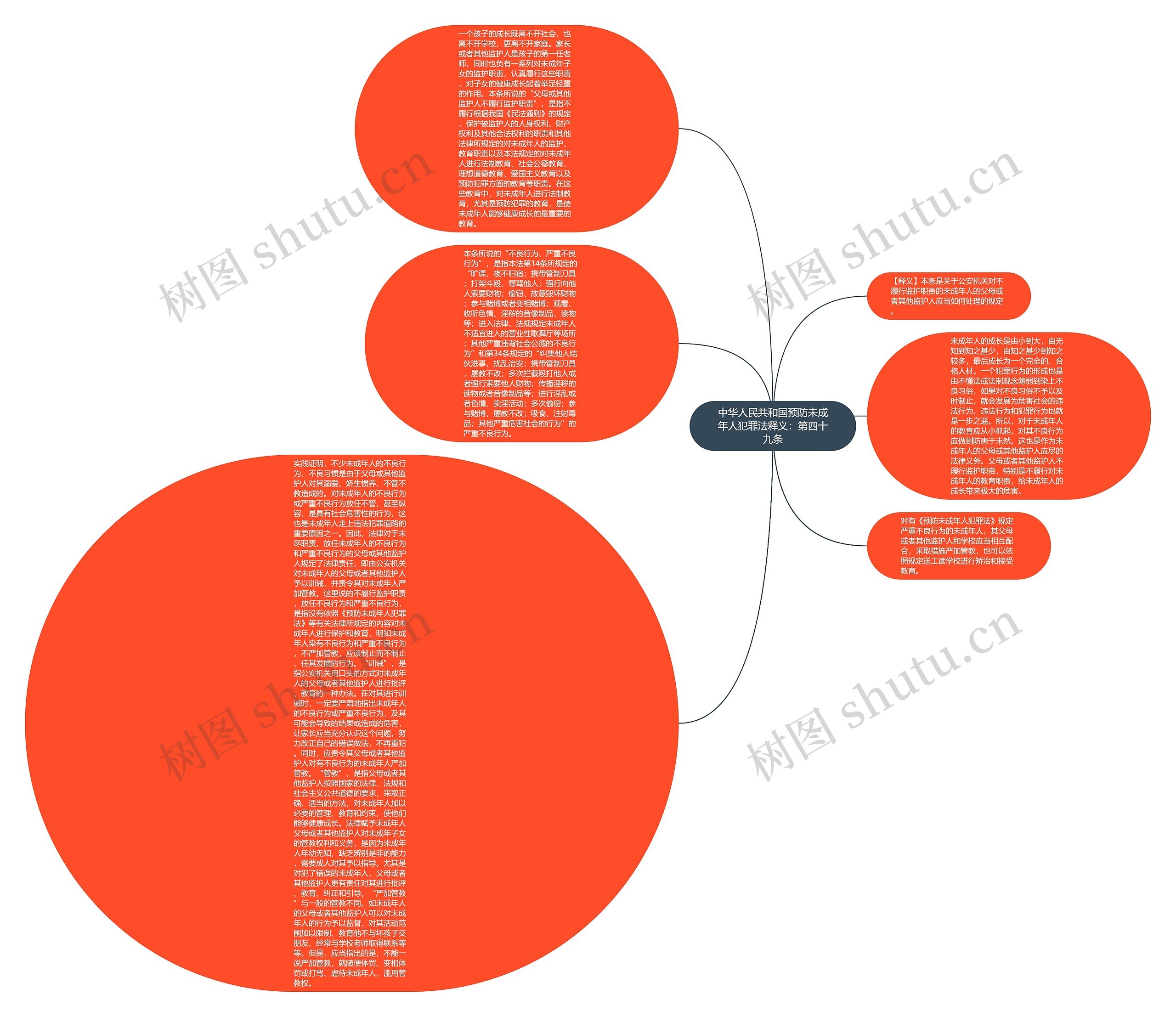中华人民共和国预防未成年人犯罪法释义：第四十九条思维导图