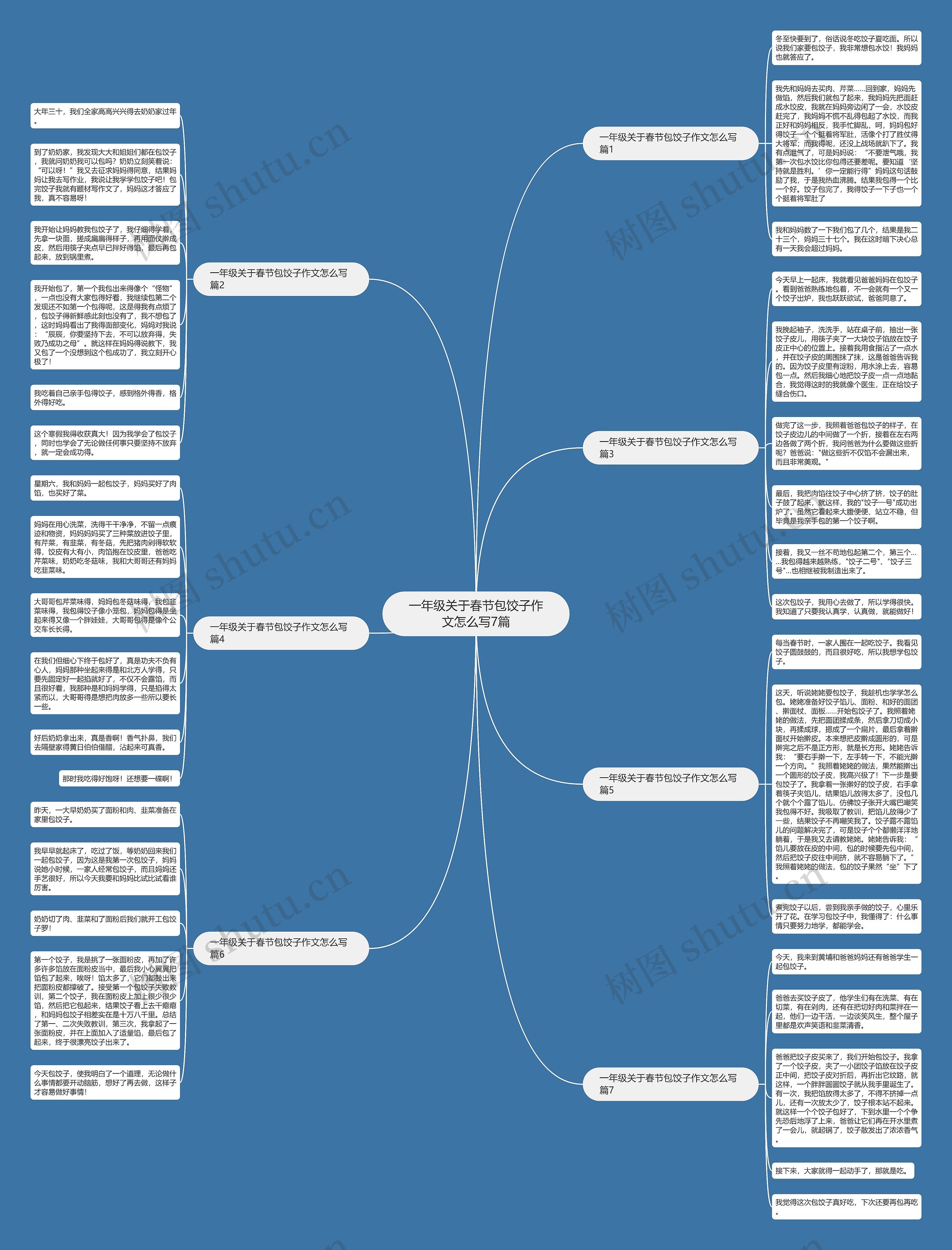 一年级关于春节包饺子作文怎么写7篇思维导图