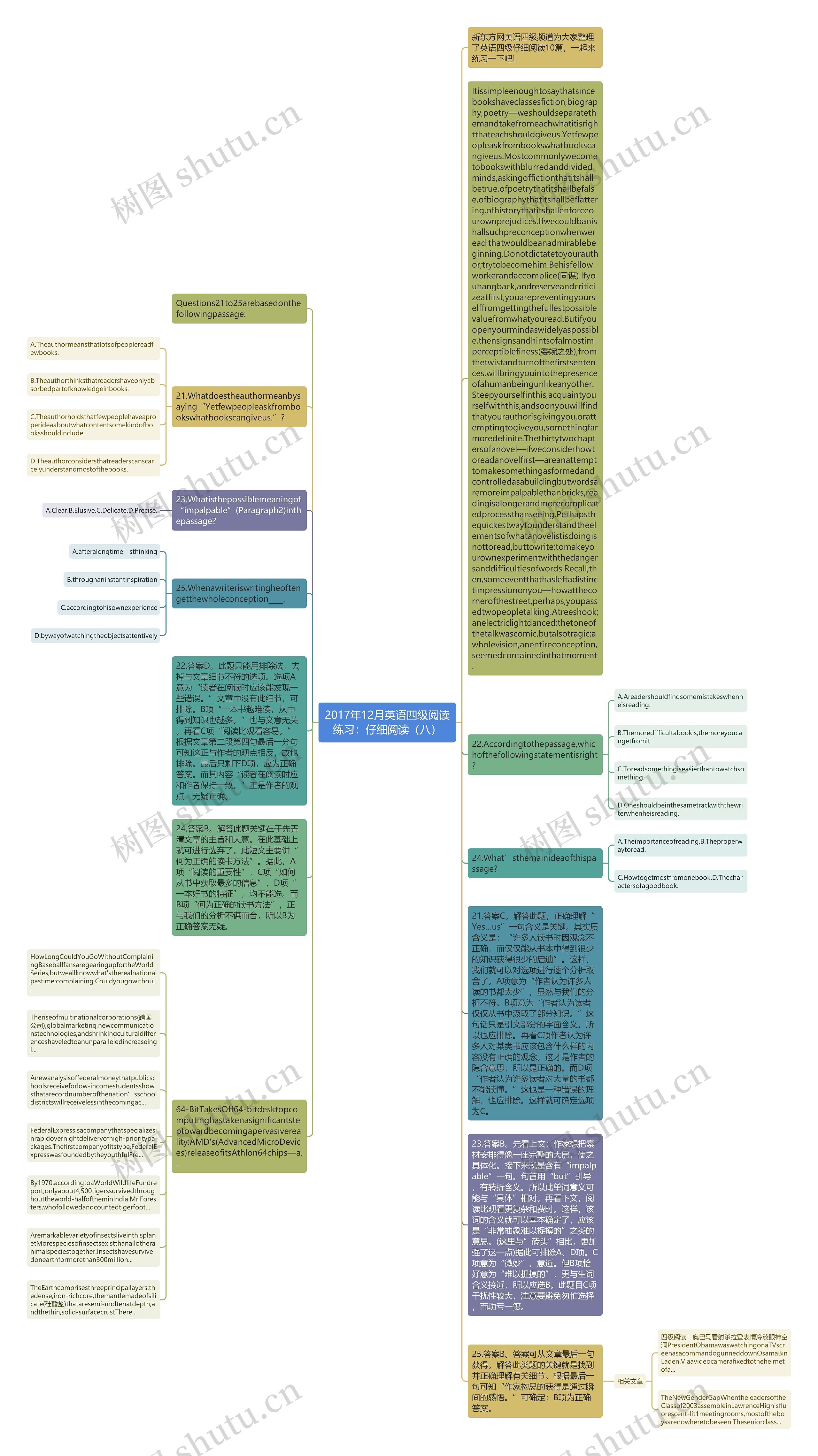 2017年12月英语四级阅读练习：仔细阅读（八）思维导图