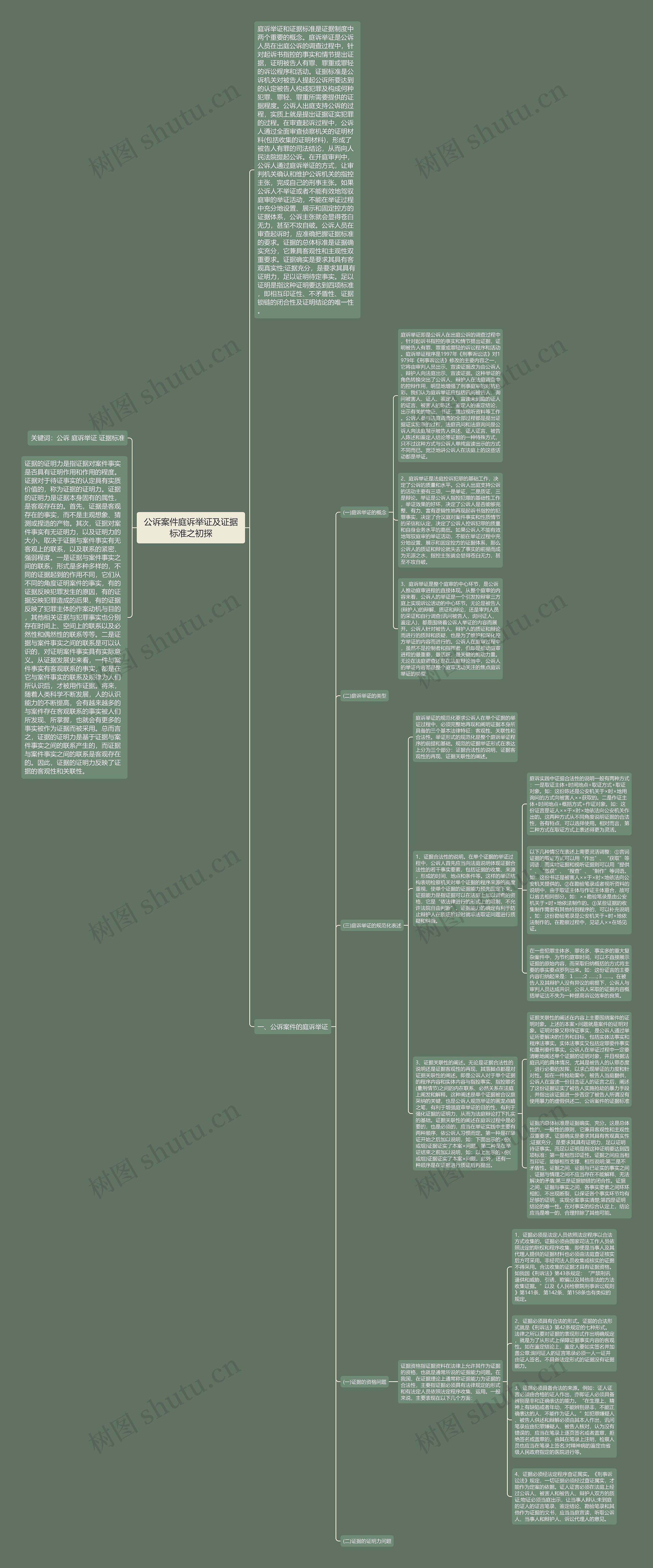 公诉案件庭诉举证及证据标准之初探思维导图