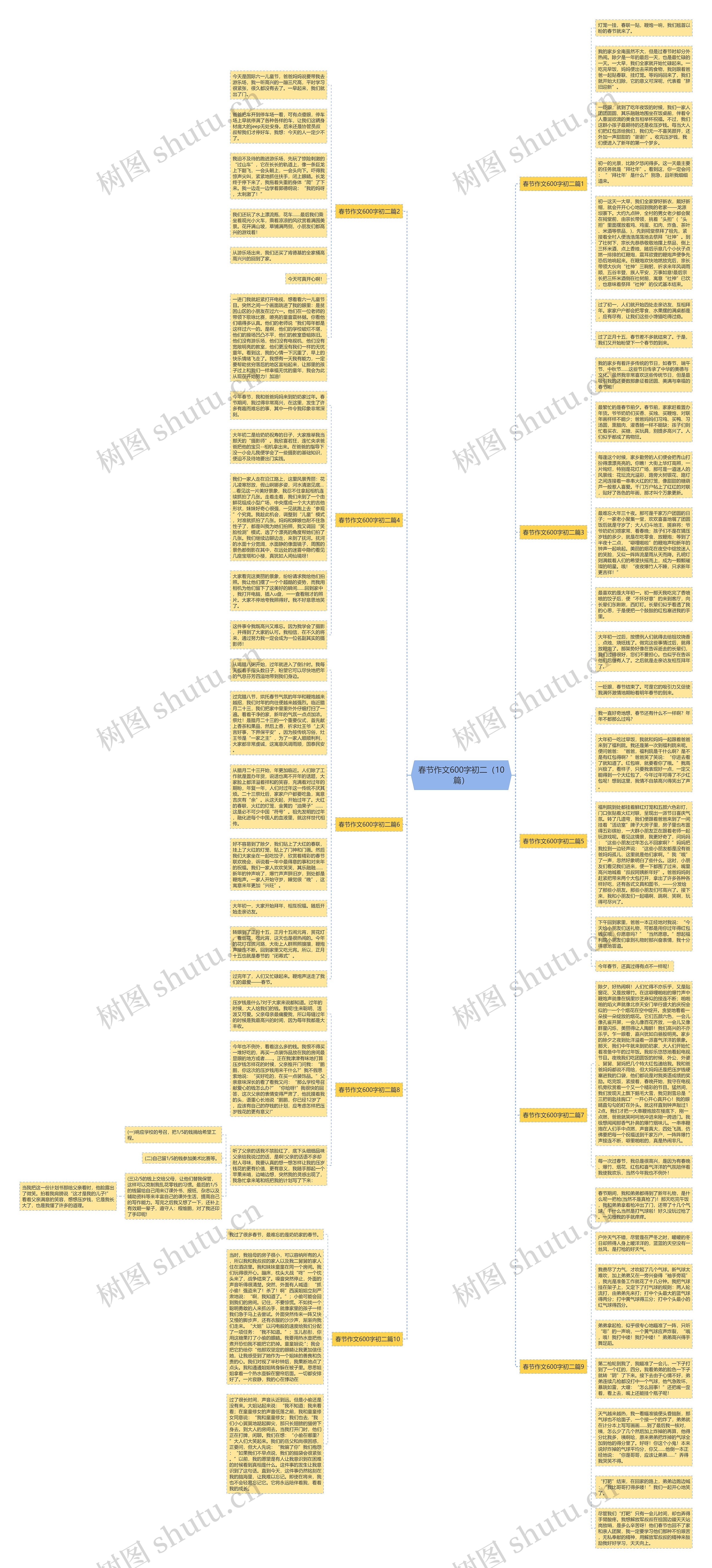 春节作文600字初二（10篇）思维导图