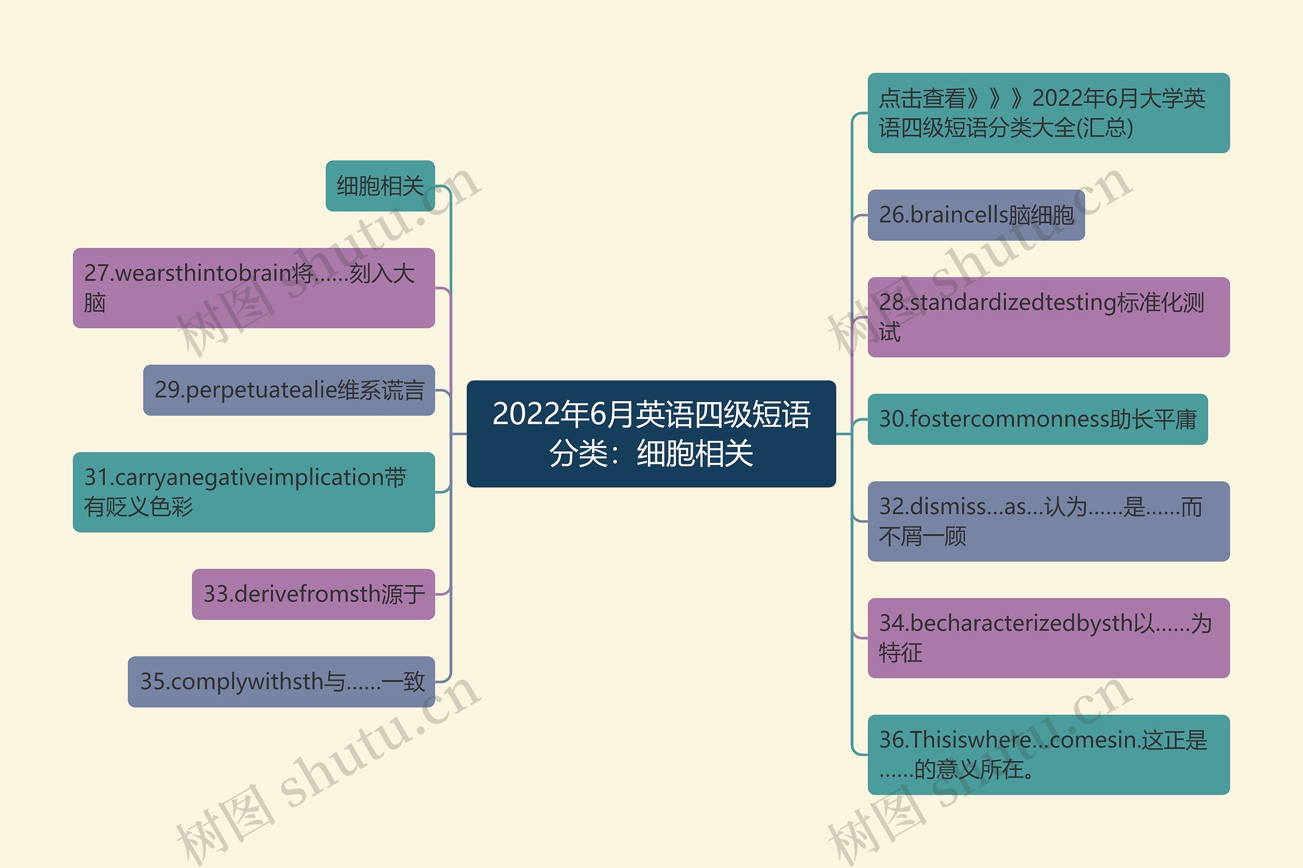 2022年6月英语四级短语分类：细胞相关