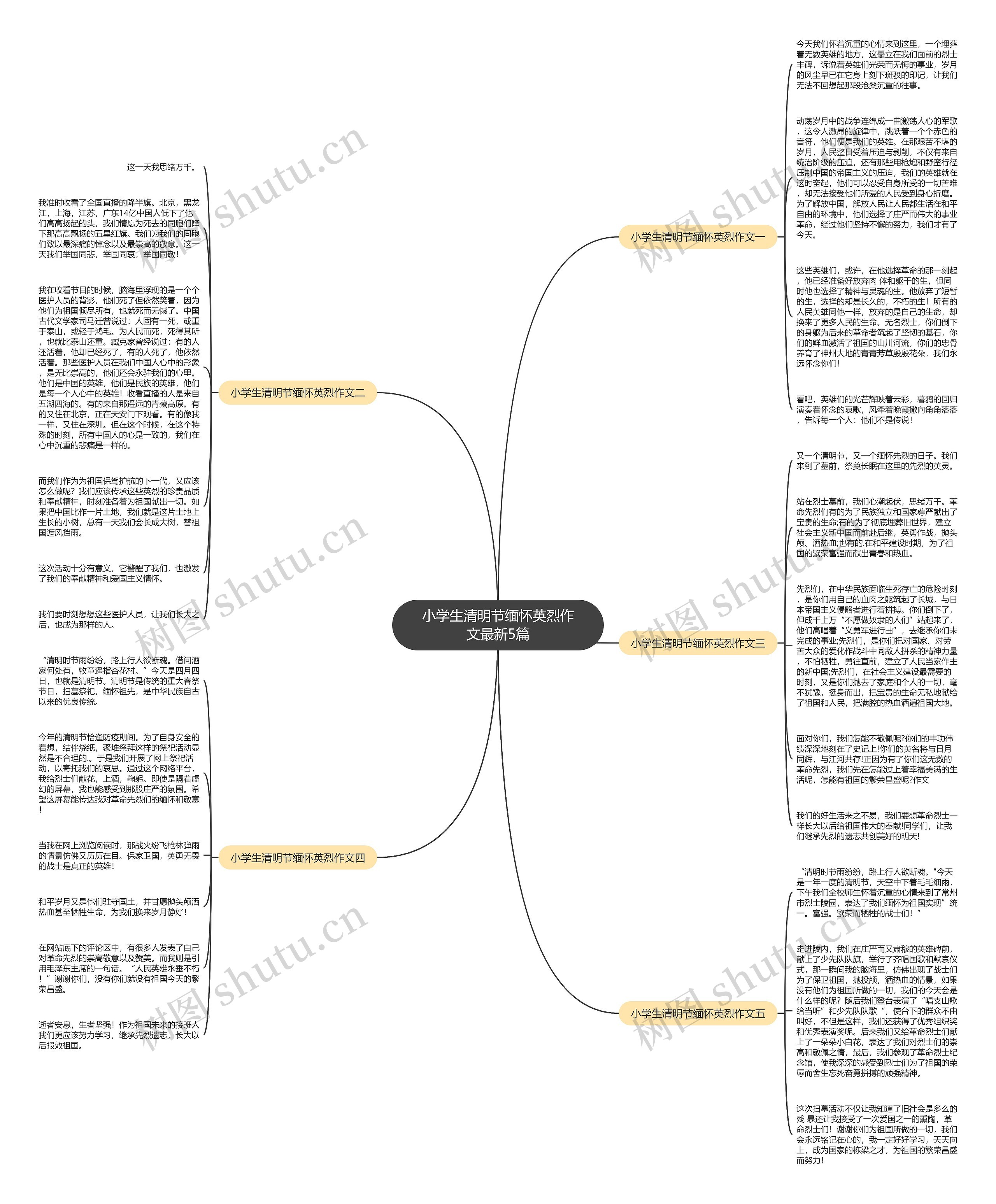 小学生清明节缅怀英烈作文最新5篇思维导图