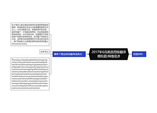 2017年6月英语四级翻译模拟题:网络经济