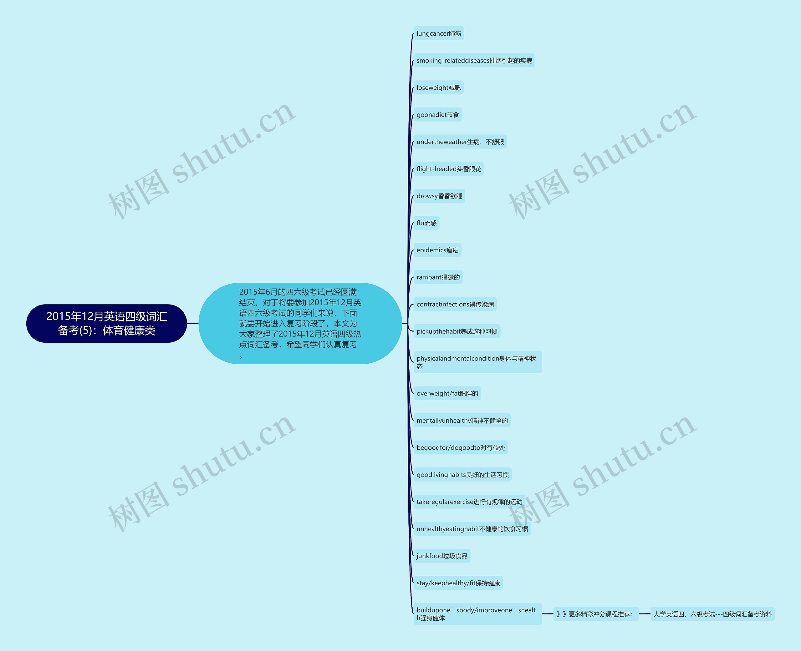 2015年12月英语四级词汇备考(5)：体育健康类思维导图