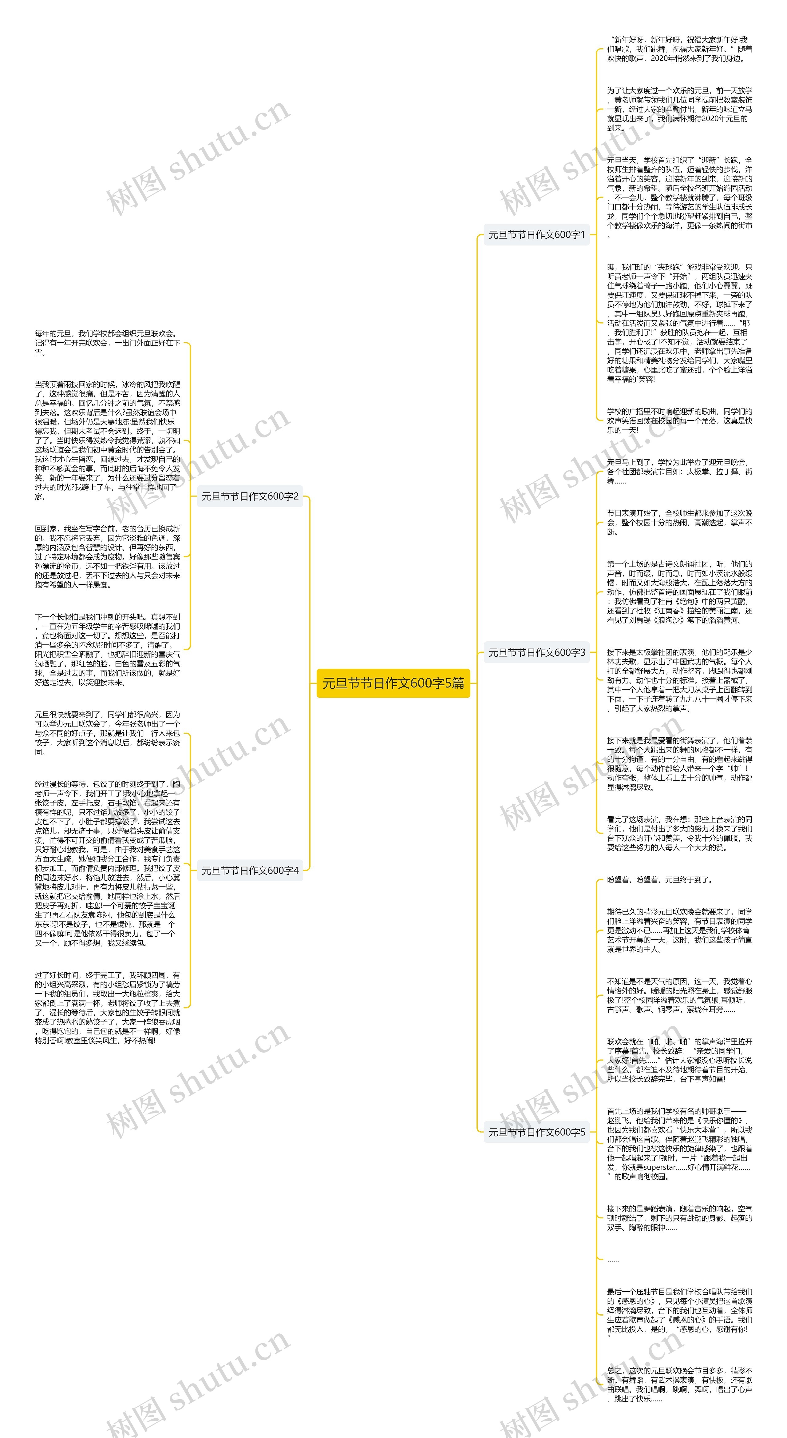 元旦节节日作文600字5篇思维导图